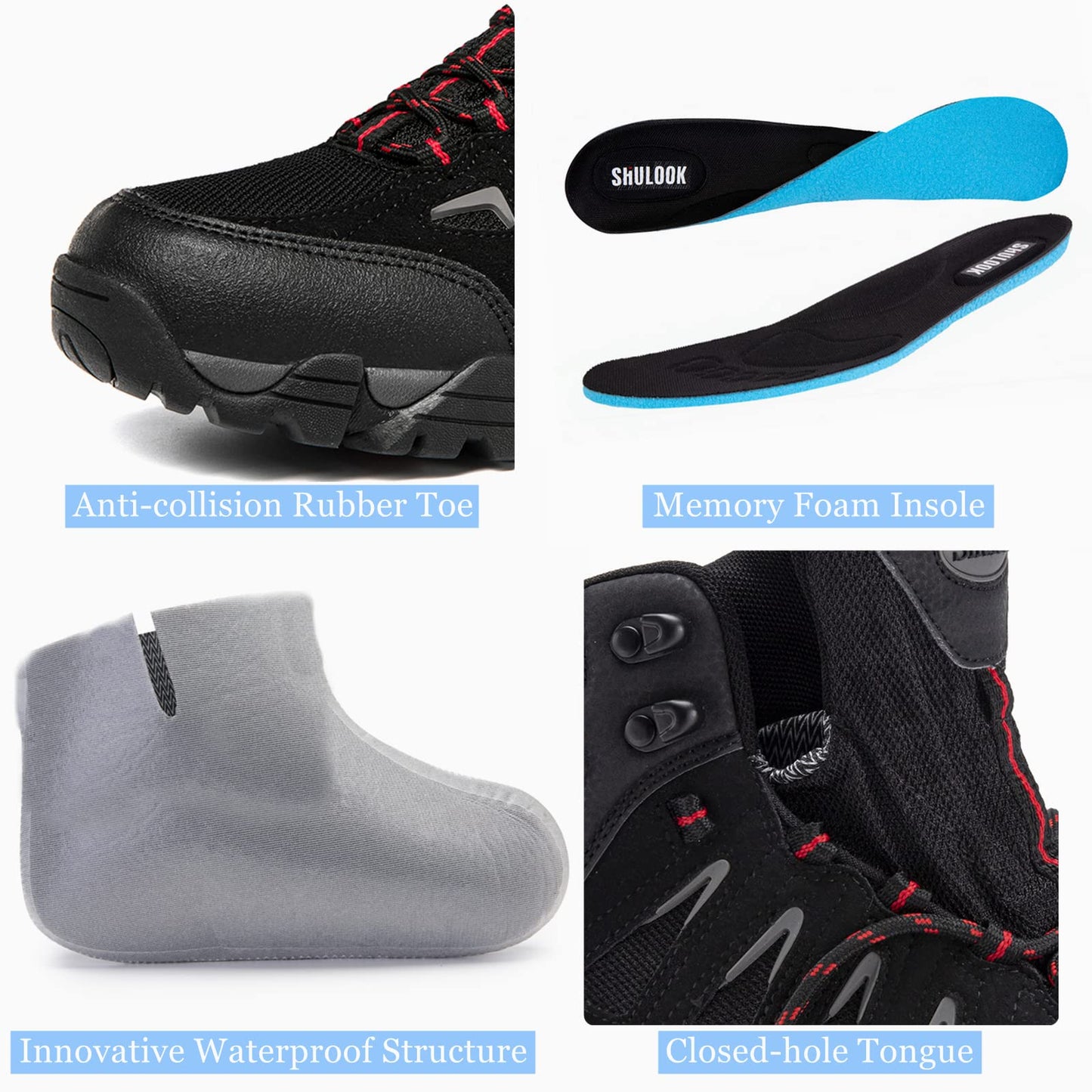 Mens Waterproof Hiking Boots Anti-slip Lightweight Outdoor Mid Top Ankle Boots