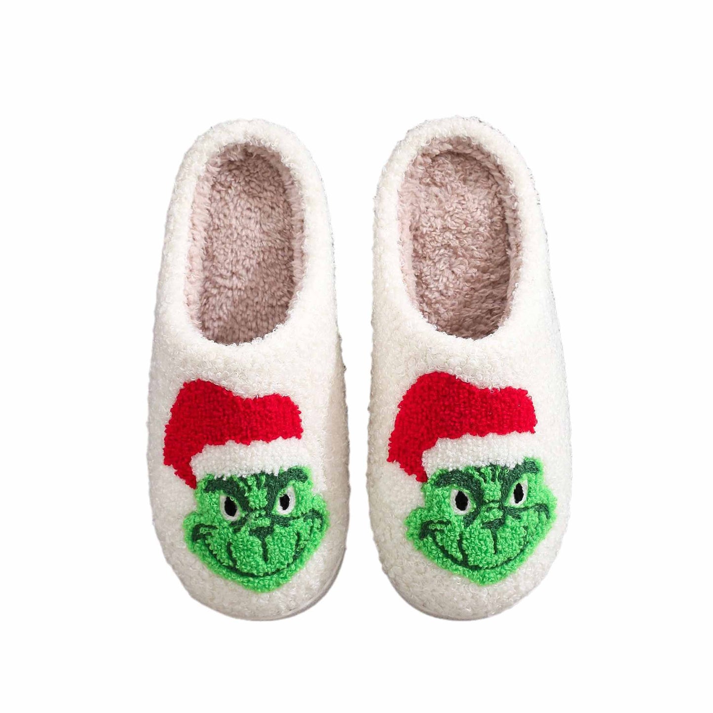 Cute Christmas Slippers Women Men Fun Santa Elk Slippers Soft Non-Slip Plush Warm Couple Home Shoes