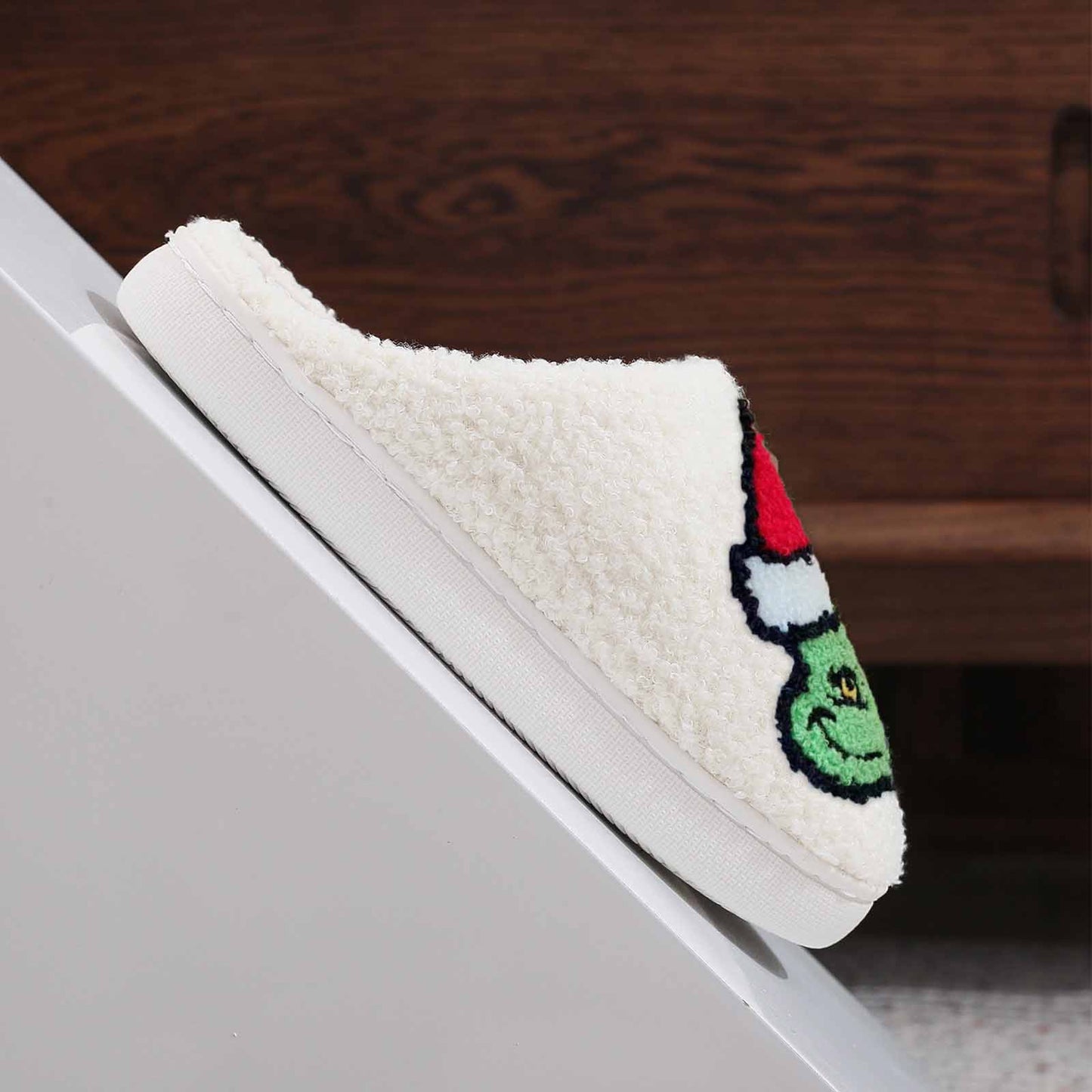 Cute Christmas Slippers Women Men Fun Santa Elk Slippers Soft Non-Slip Plush Warm Couple Home Shoes