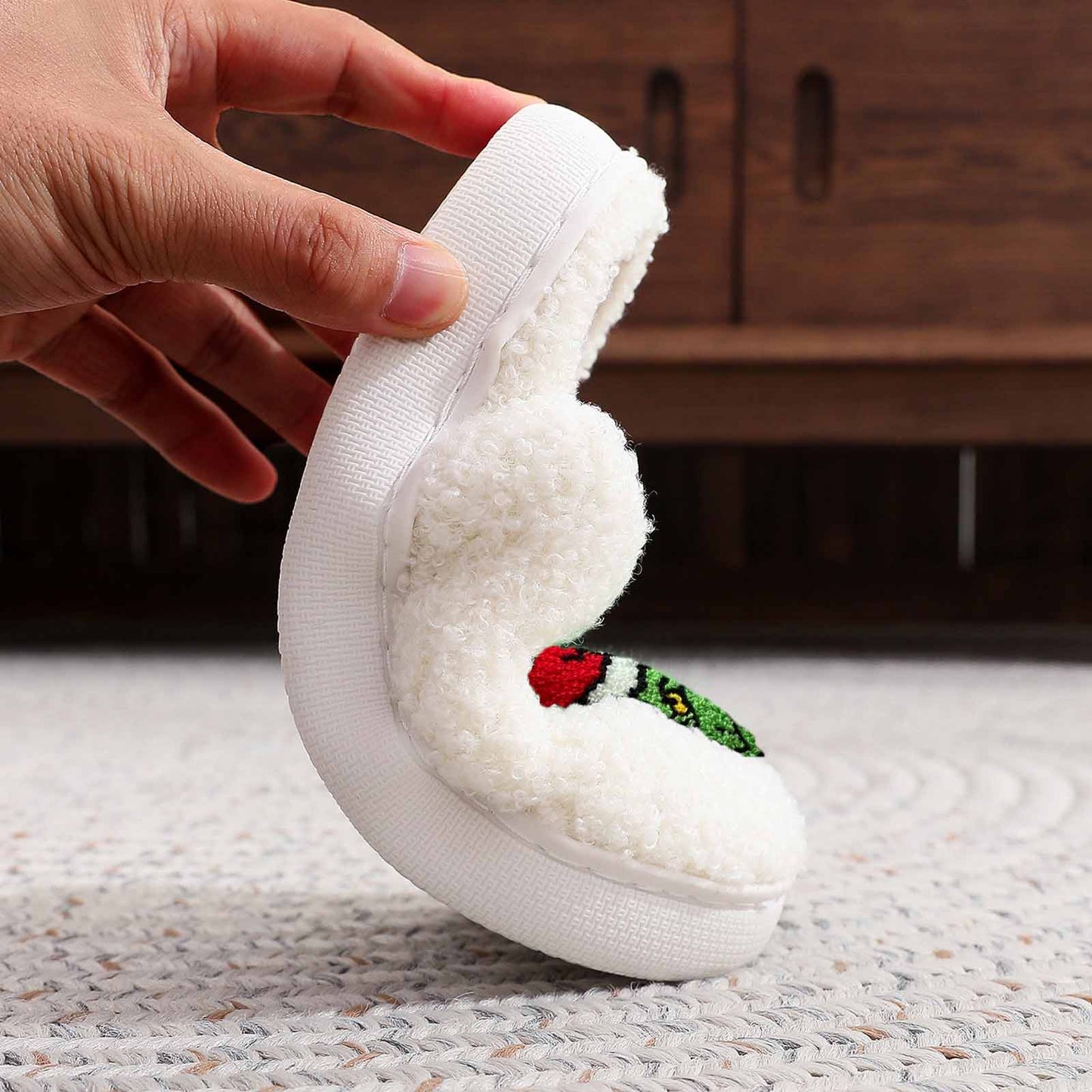Cute Christmas Slippers Women Men Fun Santa Elk Slippers Soft Non-Slip Plush Warm Couple Home Shoes
