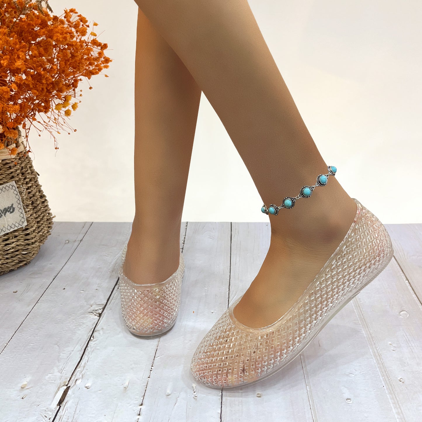 Women's Jelly Sandals Ballet Slip Into Flats Hollow Out Loafers