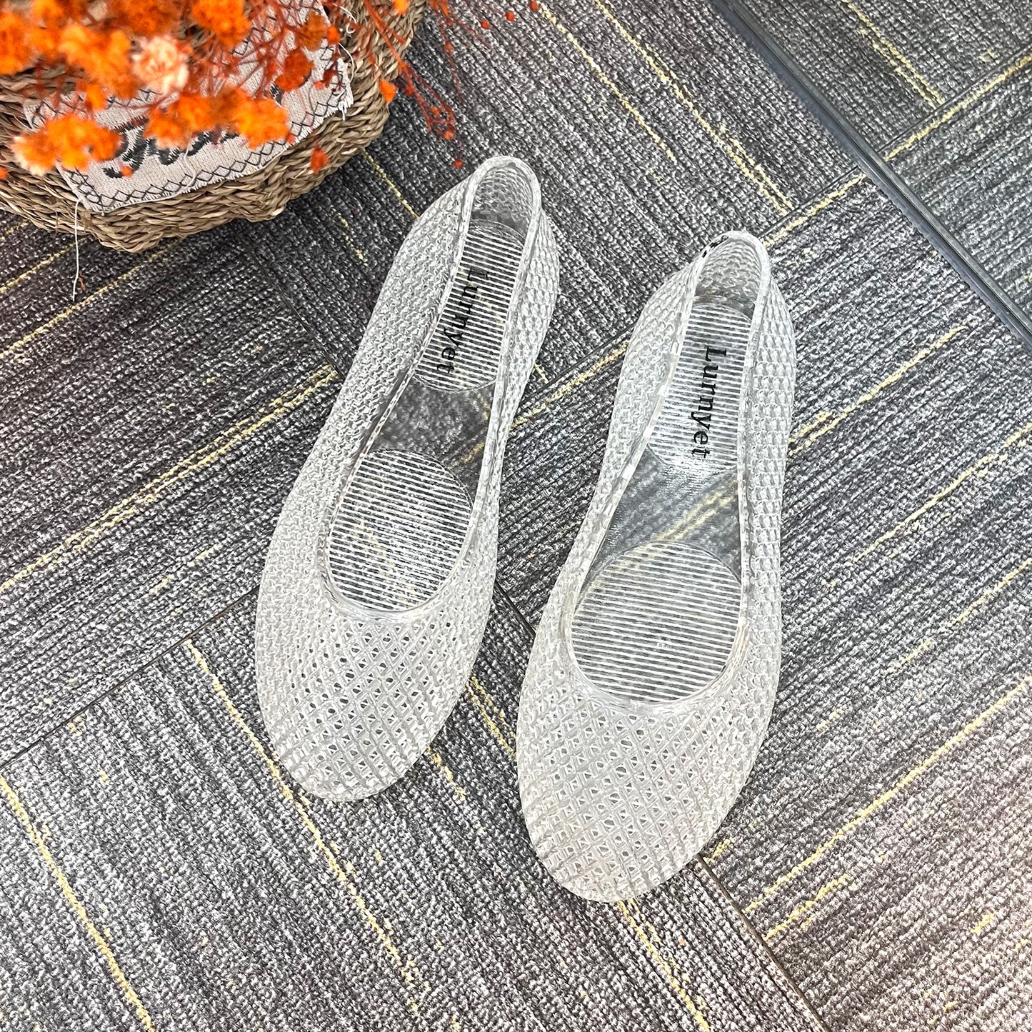 Women's Jelly Sandals Ballet Slip Into Flats Hollow Out Loafers