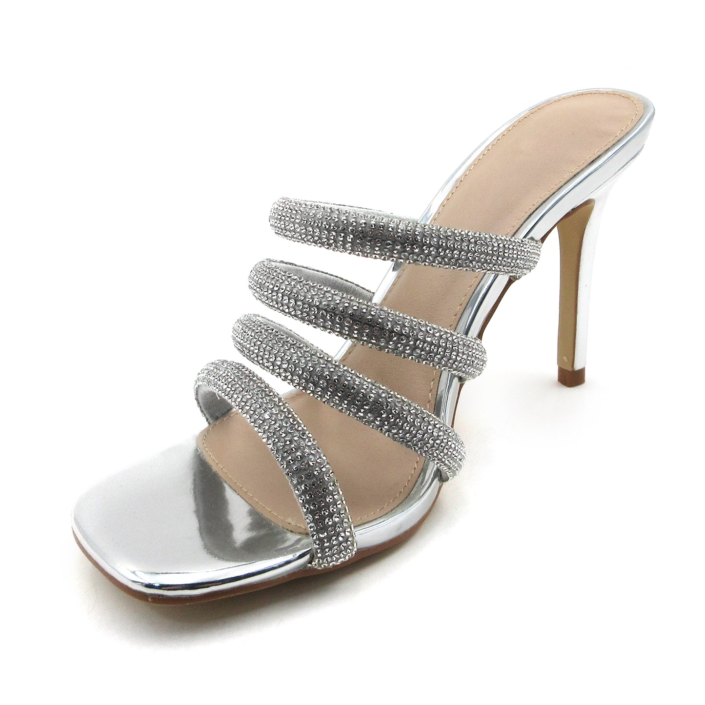 GJPBGK Women's Fine High Heeled Slippers High Heels Shiny Decorative Sandals Open Toe Outdoor Party Fashion Rhinestone Slippers Slippers Sandals