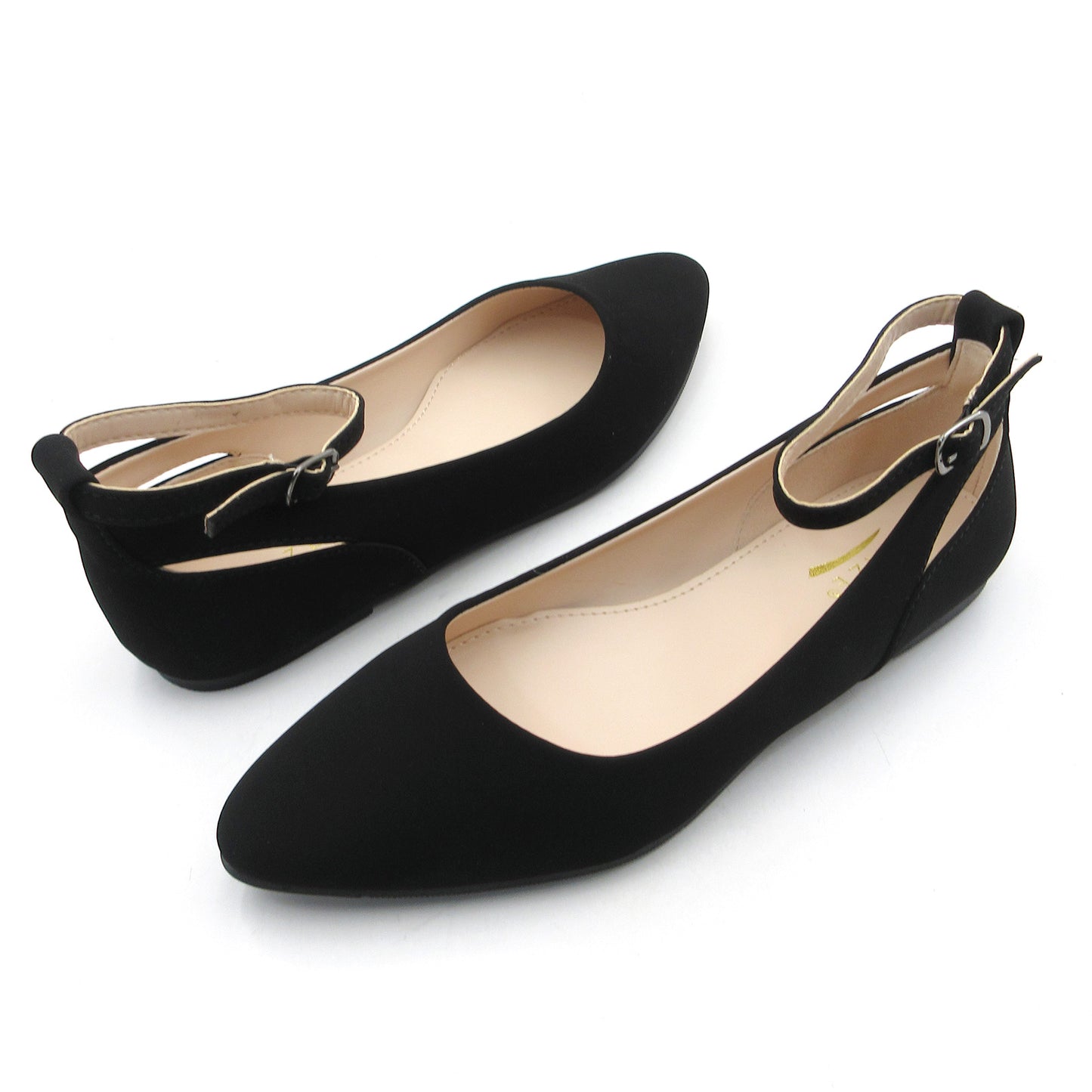 Womens Low Kitten Heel Pumps with Ankle Strap Pointed Toe Dress Shoes