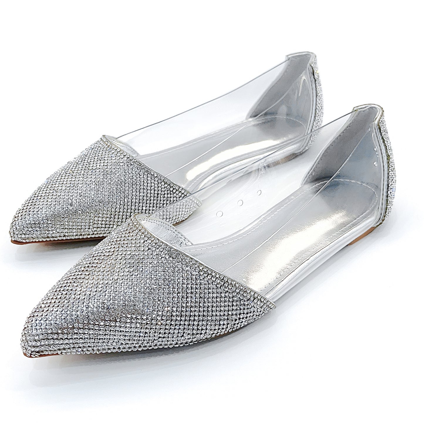 Glittering Pointed Flats for Women - Diamond-Studded Style, Plush Latex Insoles, and Durable Rubber Outsoles for All-Day Comfort and Versatility in Every Season
