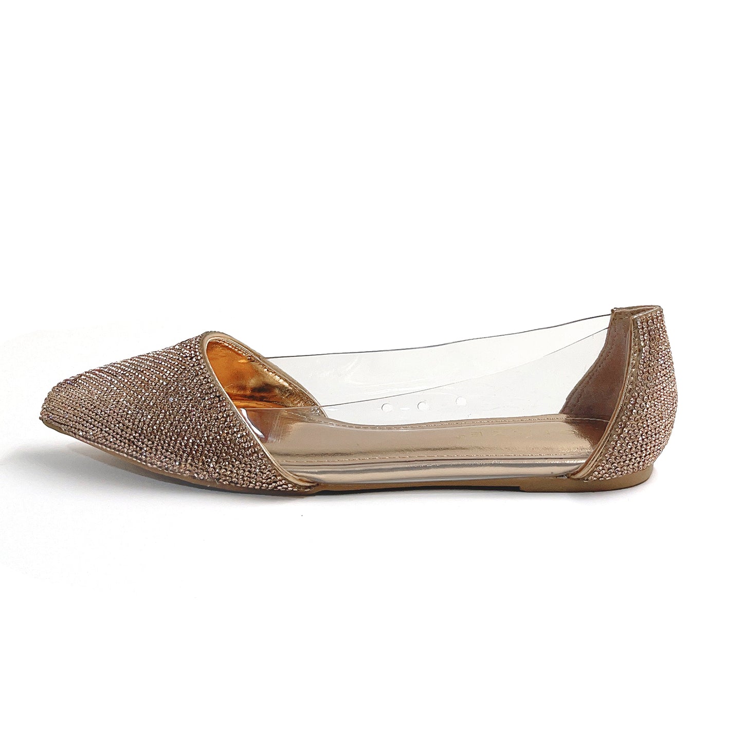 Glittering Pointed Flats for Women - Diamond-Studded Style, Plush Latex Insoles, and Durable Rubber Outsoles for All-Day Comfort and Versatility in Every Season