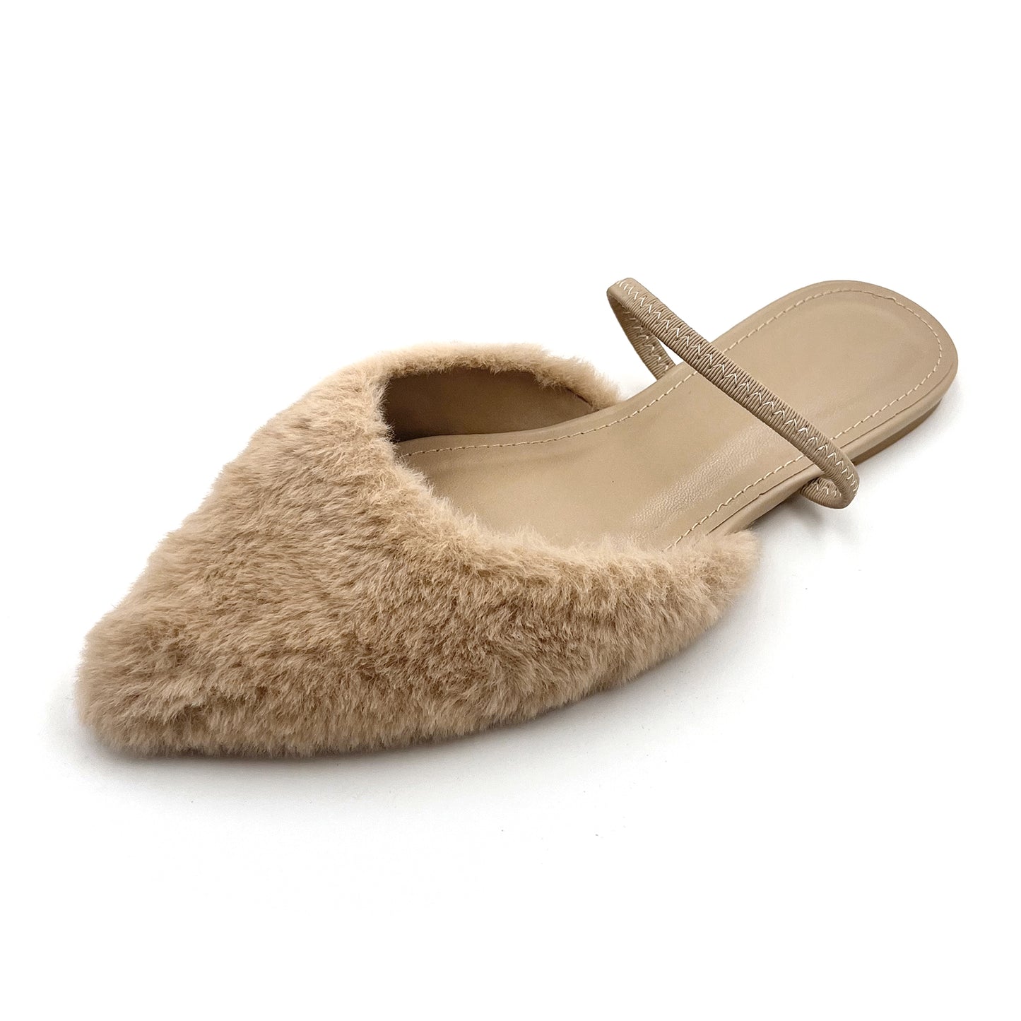 Luxurious Faux Fur Pointed Flats for Women: Plush Comfort, Non-Slip Grip, Versatile Style for All Occasions