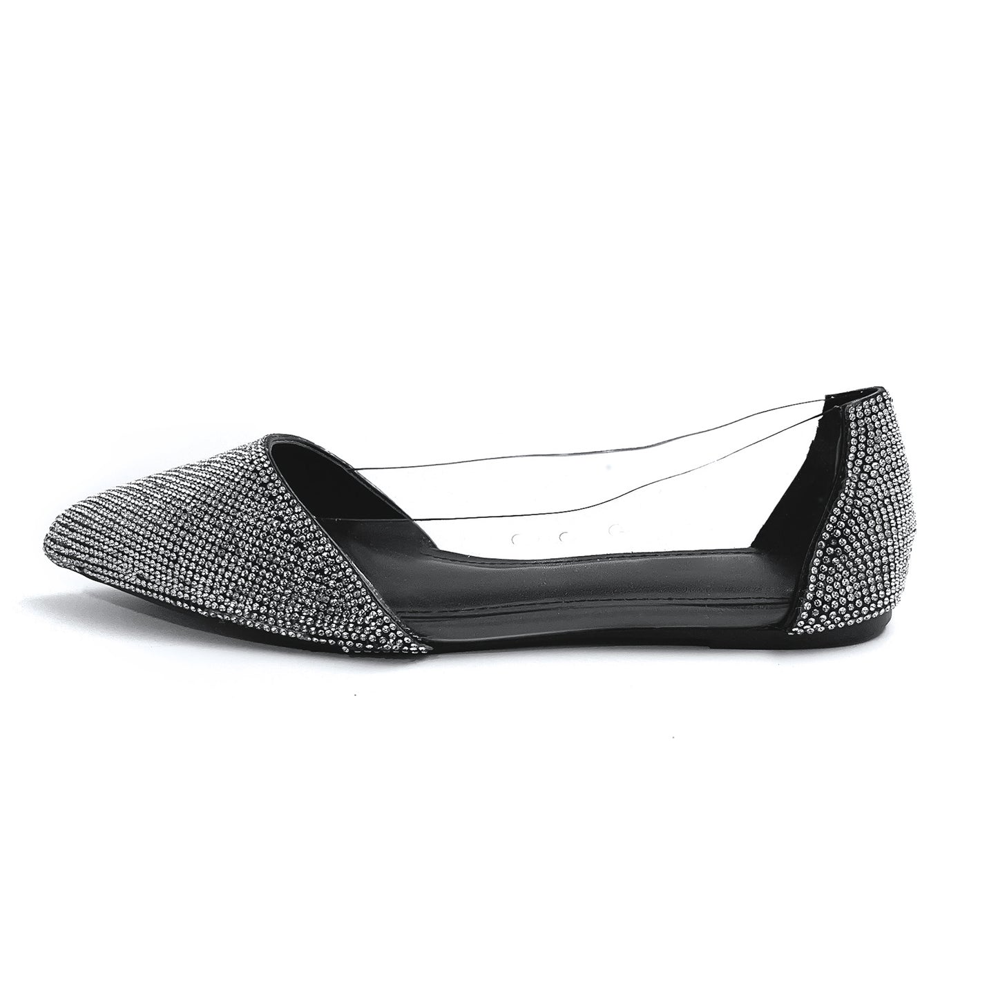 Glittering Pointed Flats for Women - Diamond-Studded Style, Plush Latex Insoles, and Durable Rubber Outsoles for All-Day Comfort and Versatility in Every Season