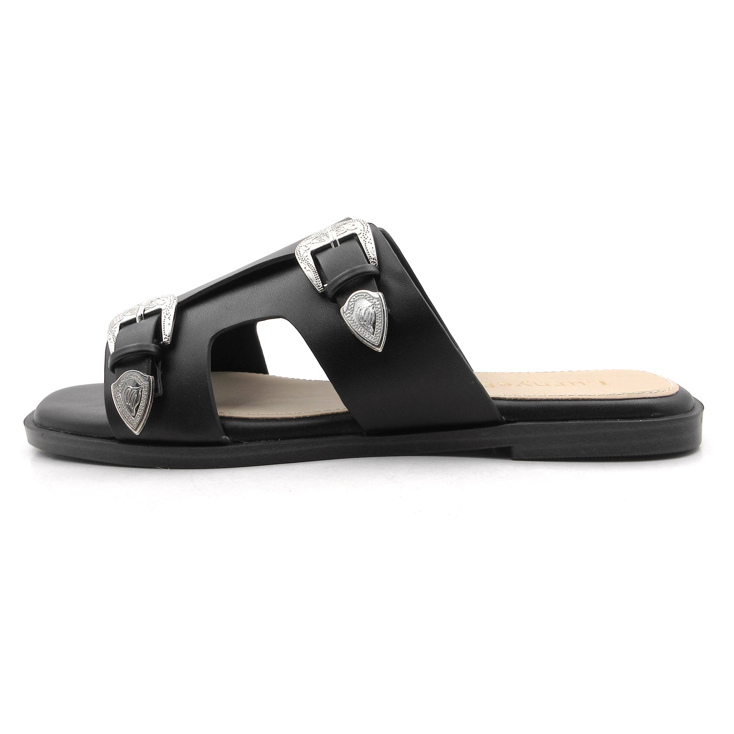 Women's Double Buckle Comfort Cushion Slide Sandals with Western Buckle: Stylish Design, Non-Slip Rubber Sole, Latex Insole for Comfort, Perfect for Shopping, Parties, and Casual Outings