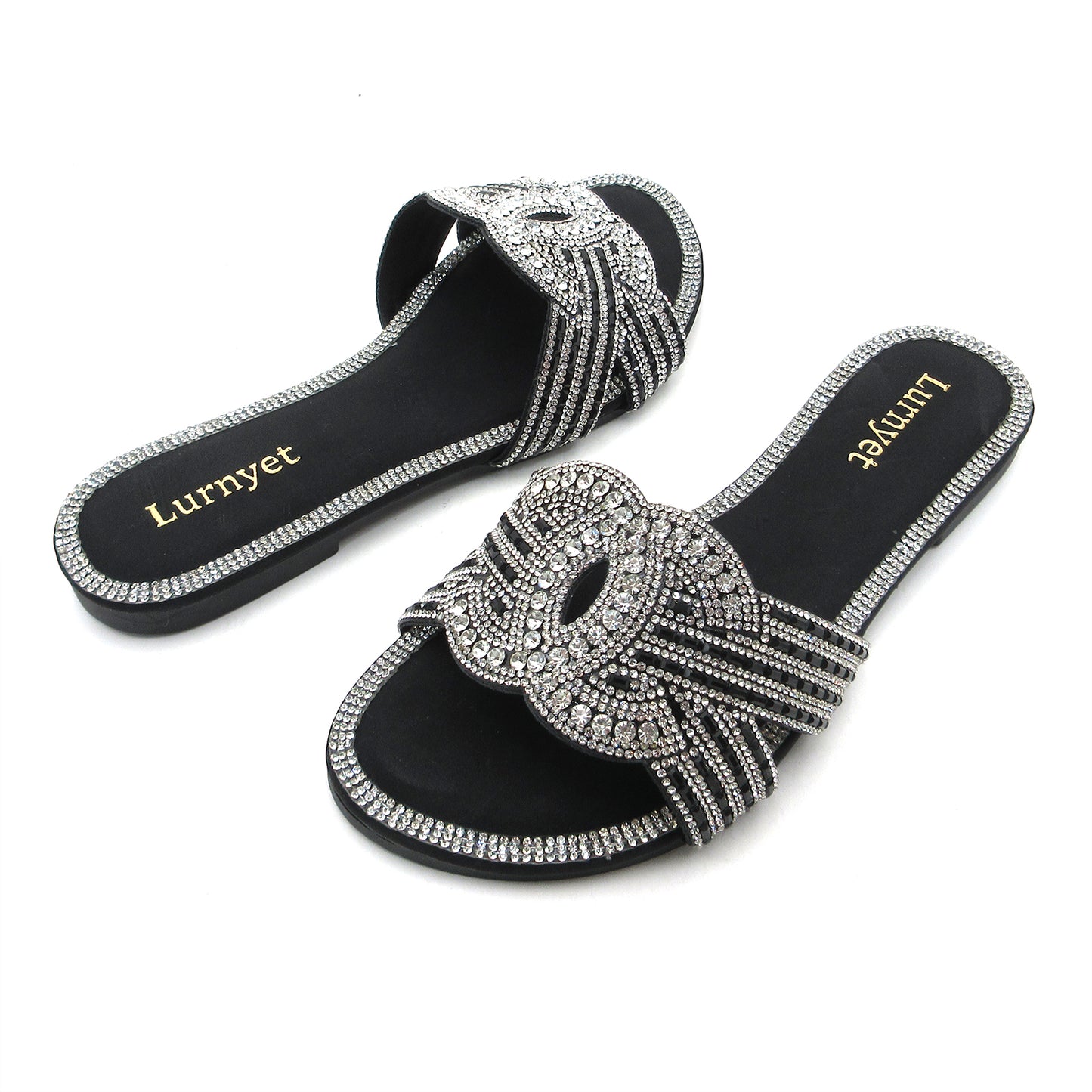 Women's Crystal Comfort Padded Sandals: fashionable design, non-slip rubber sole, latex insole comfort, perfect for parties, gatherings, casual wear, vacations and beach days.