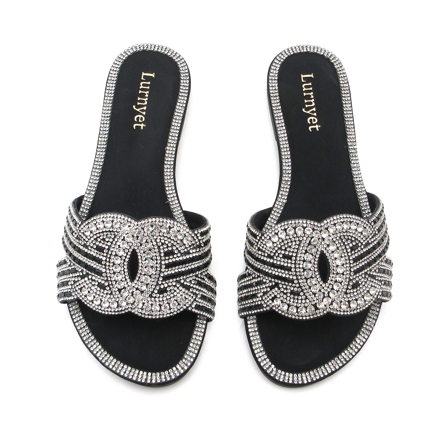 Women's Crystal Comfort Padded Sandals: fashionable design, non-slip rubber sole, latex insole comfort, perfect for parties, gatherings, casual wear, vacations and beach days.