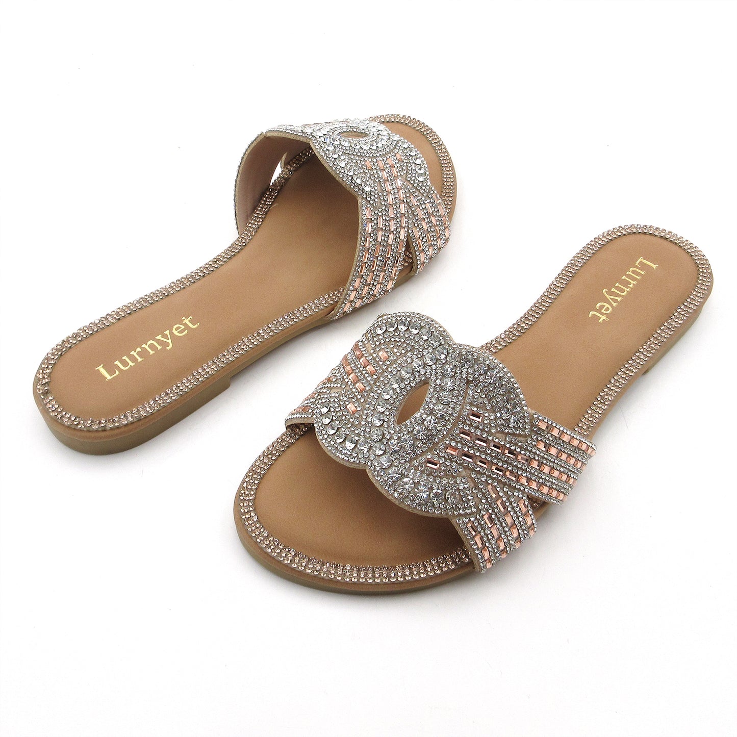 Women's Crystal Comfort Padded Sandals: fashionable design, non-slip rubber sole, latex insole comfort, perfect for parties, gatherings, casual wear, vacations and beach days.