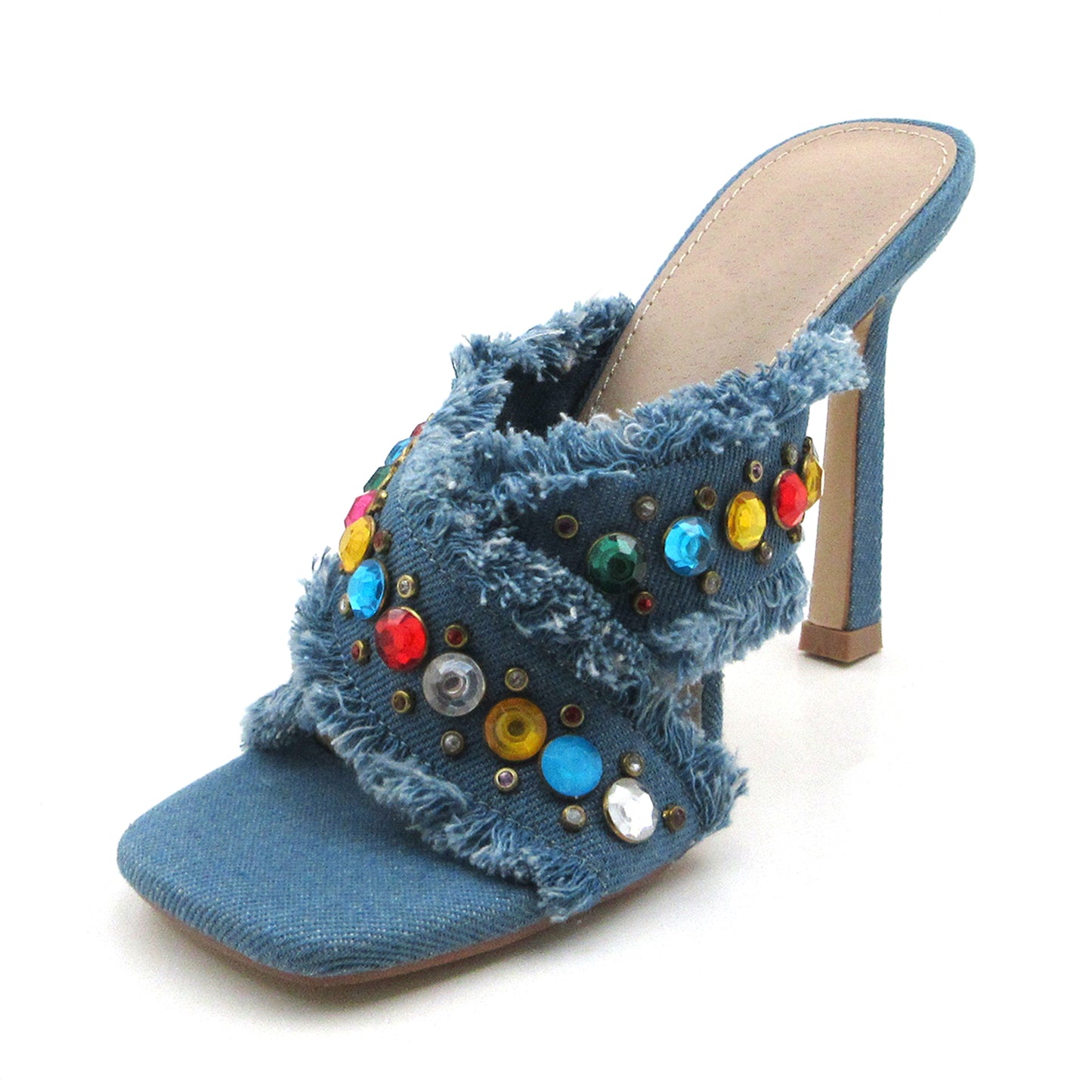 Sexy crystal one-step women's sandals with fashionable high heels for parties, clubs and fashion shows