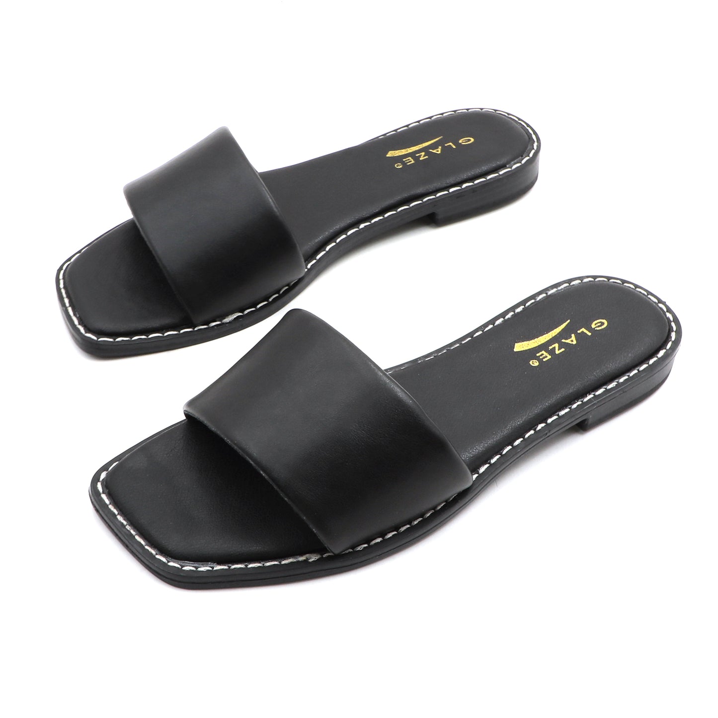 Women's Slide Sandals Fashion Square Open Toe with Cushioned Footbed Slippers for Beach Size