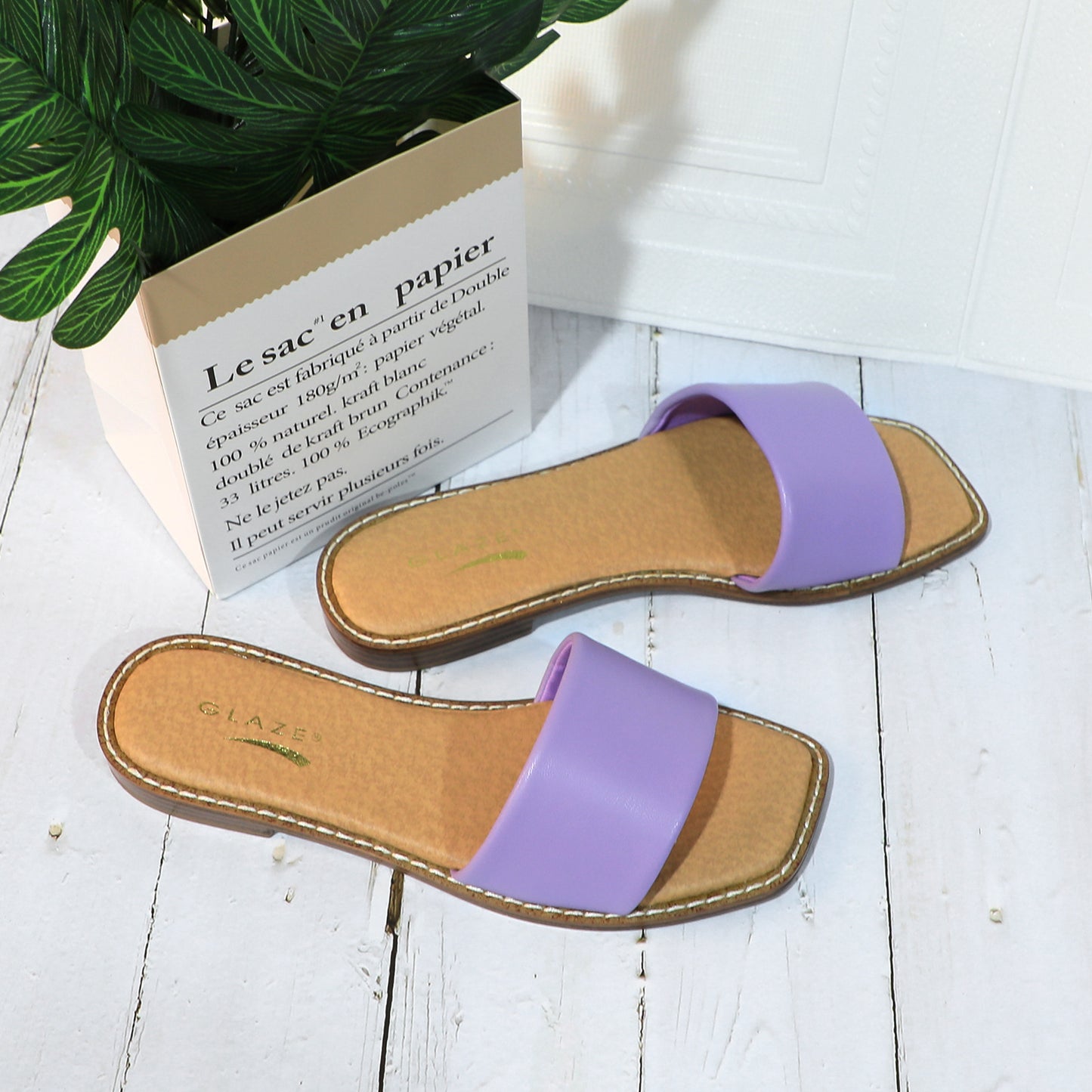 Women's Slide Sandals Fashion Square Open Toe with Cushioned Footbed Slippers for Beach Size