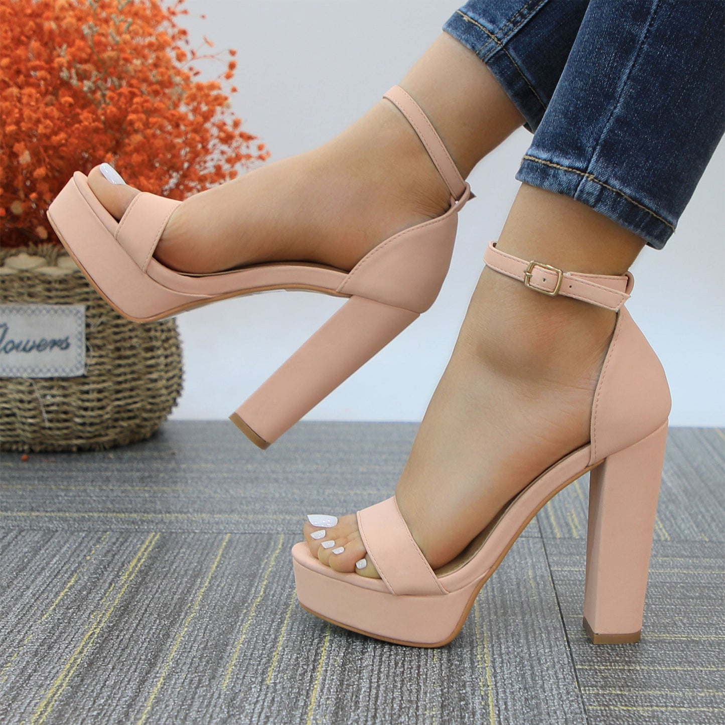 Women's Fashion Platform Sandals Block Heels Wedding Summer Dress Shoes