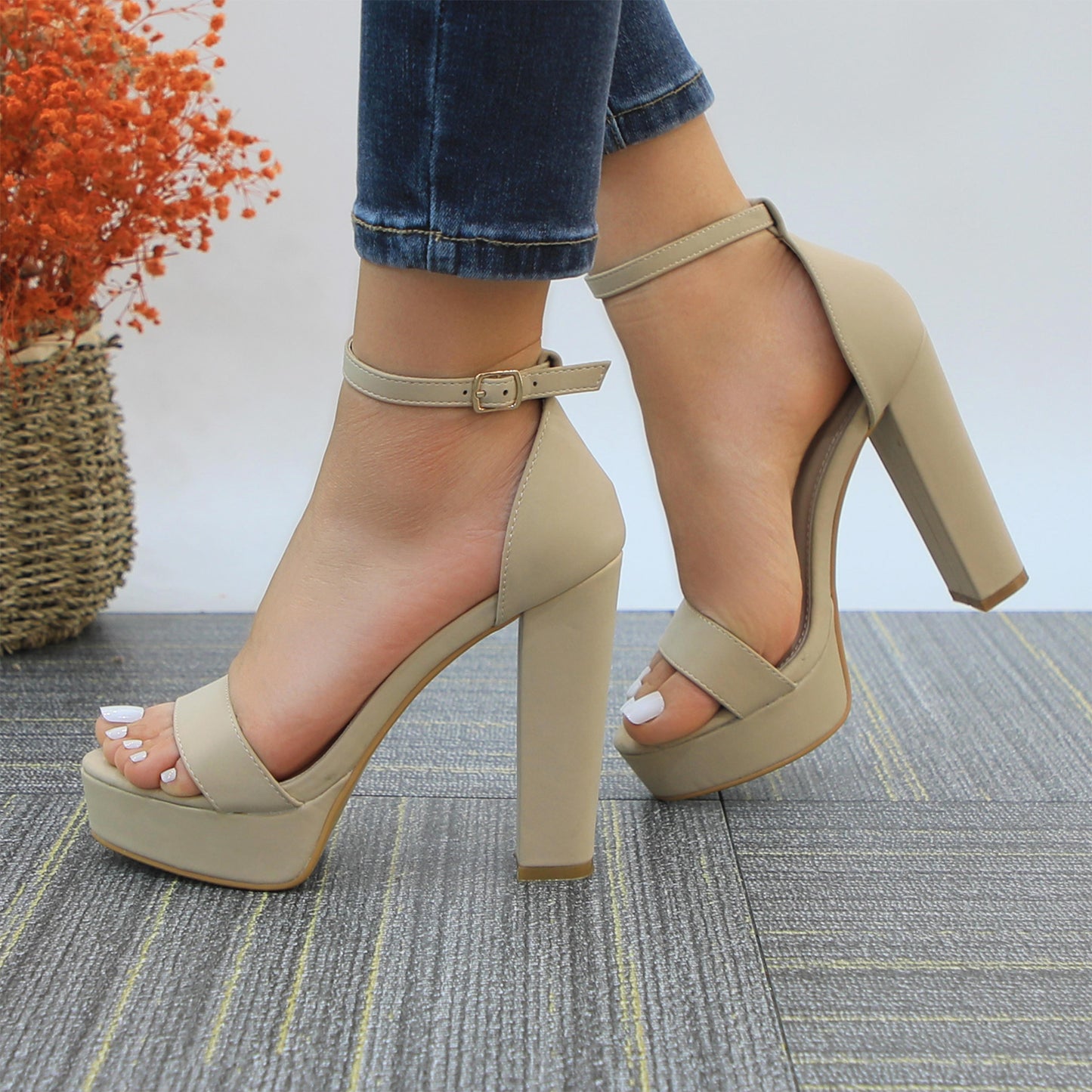 Women's Fashion Platform Sandals Block Heels Wedding Summer Dress Shoes