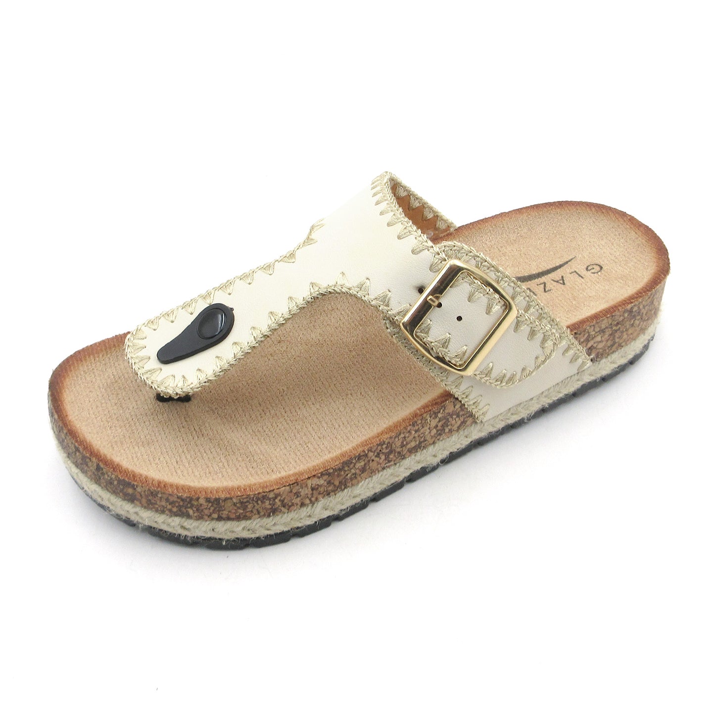 GJPBGK Women's Comfort Cushion Slippers with Cork Insole, Gold Buckle: fashionable design, non-slip rubber soles, latex insole comfort