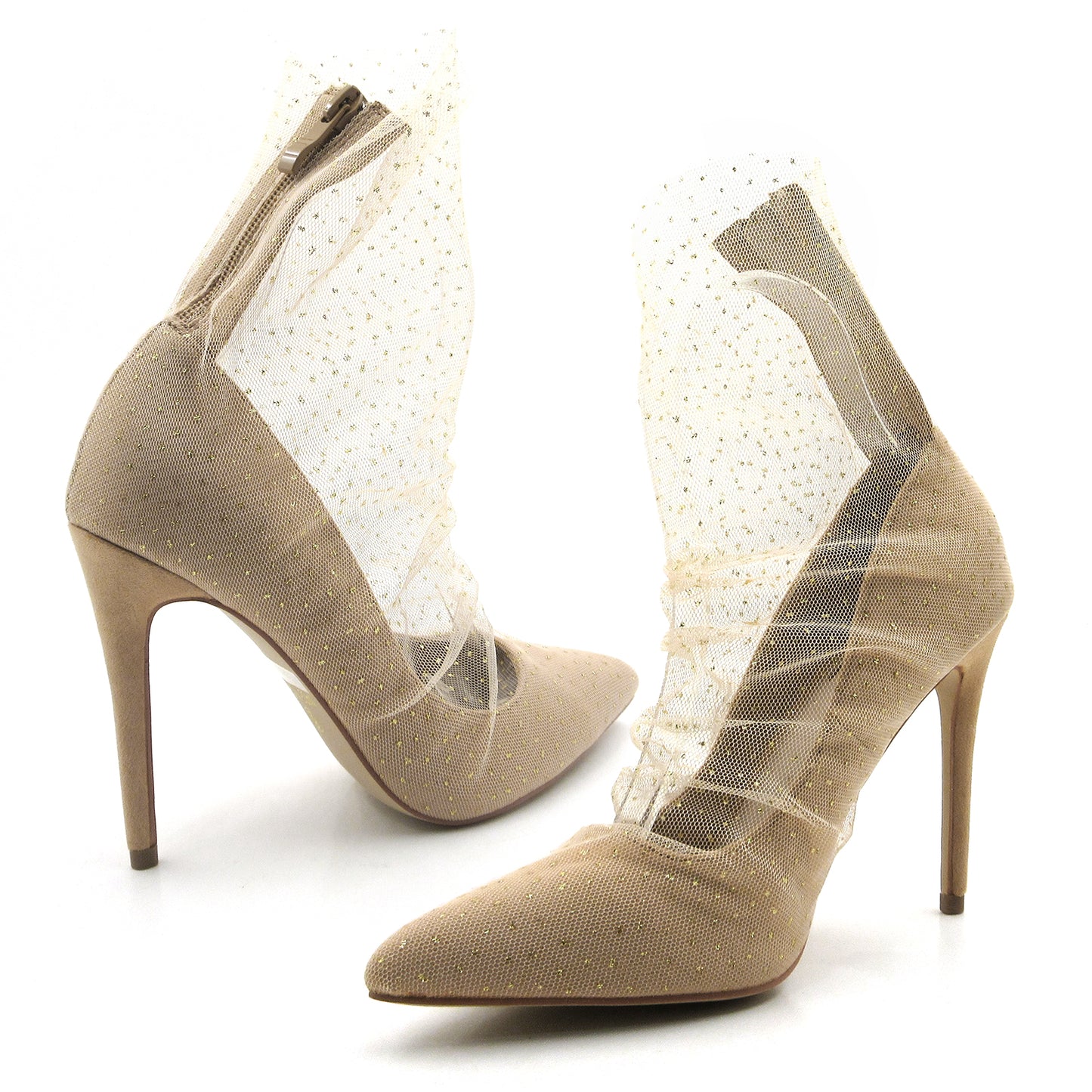Women See Through Mesh Sexy High Heels Formal Dressy Pump Shoes Pointed Toe Office Kitten Heels