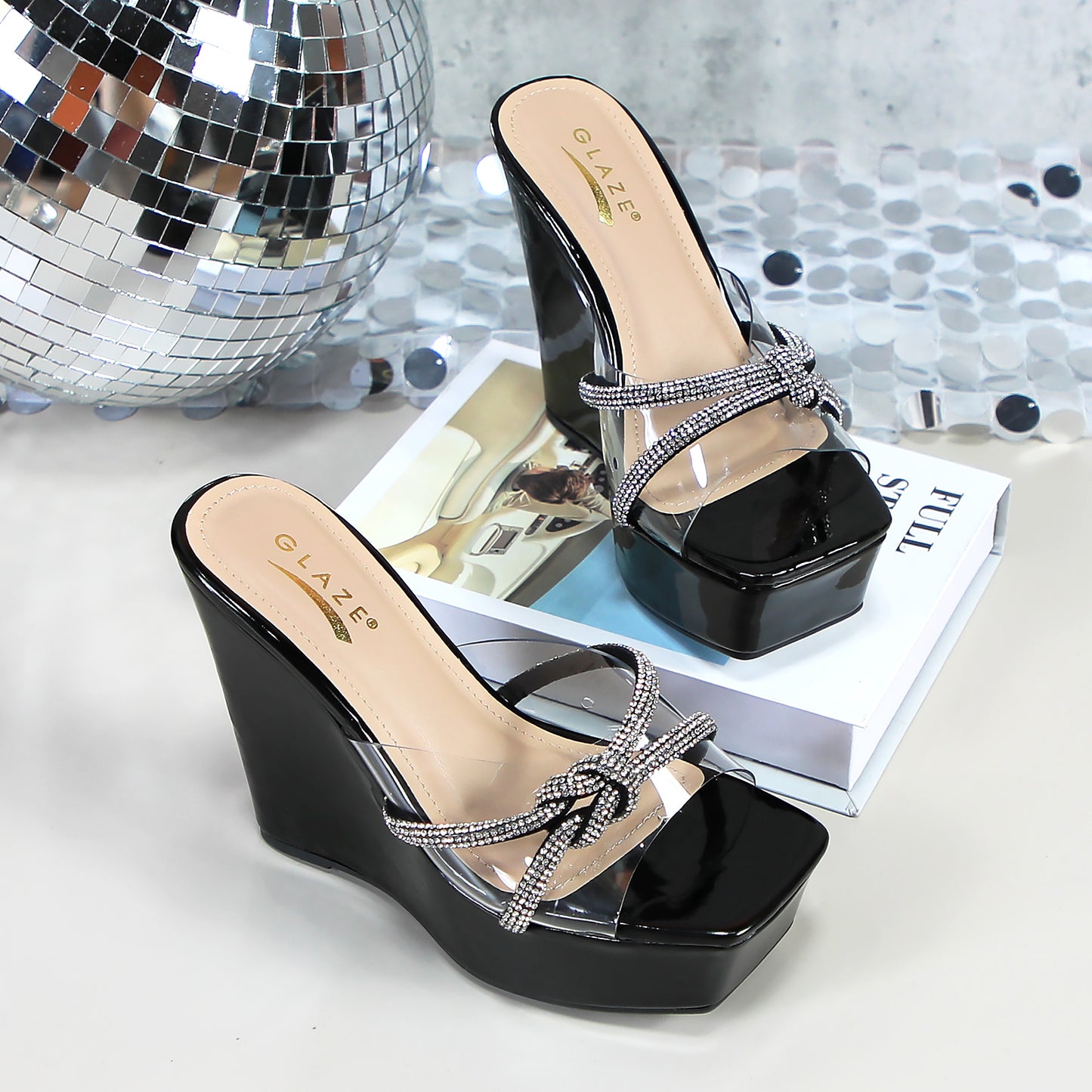 Platform Heels Slippers Exposed Open Heel Chunky Heels
