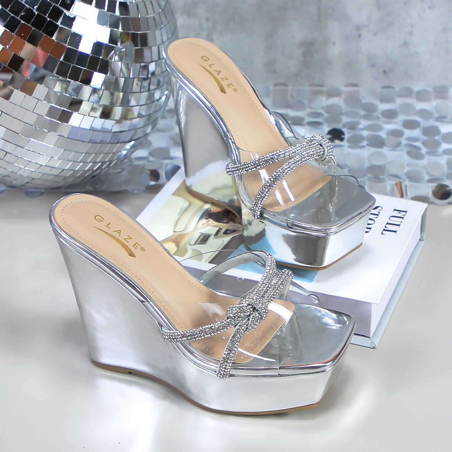 Platform Heels Slippers Exposed Open Heel Chunky Heels