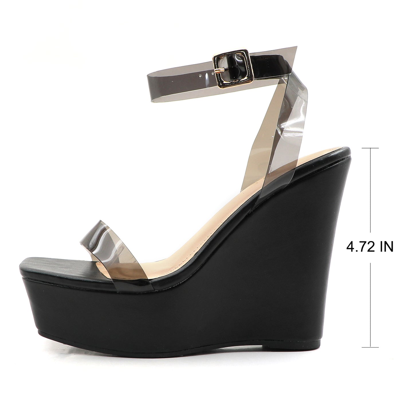 Women's Transparent Slope Heel Open Toe Sandals Back Cross Strap High Heel Platform Slingback Dresses Vacation High Heels