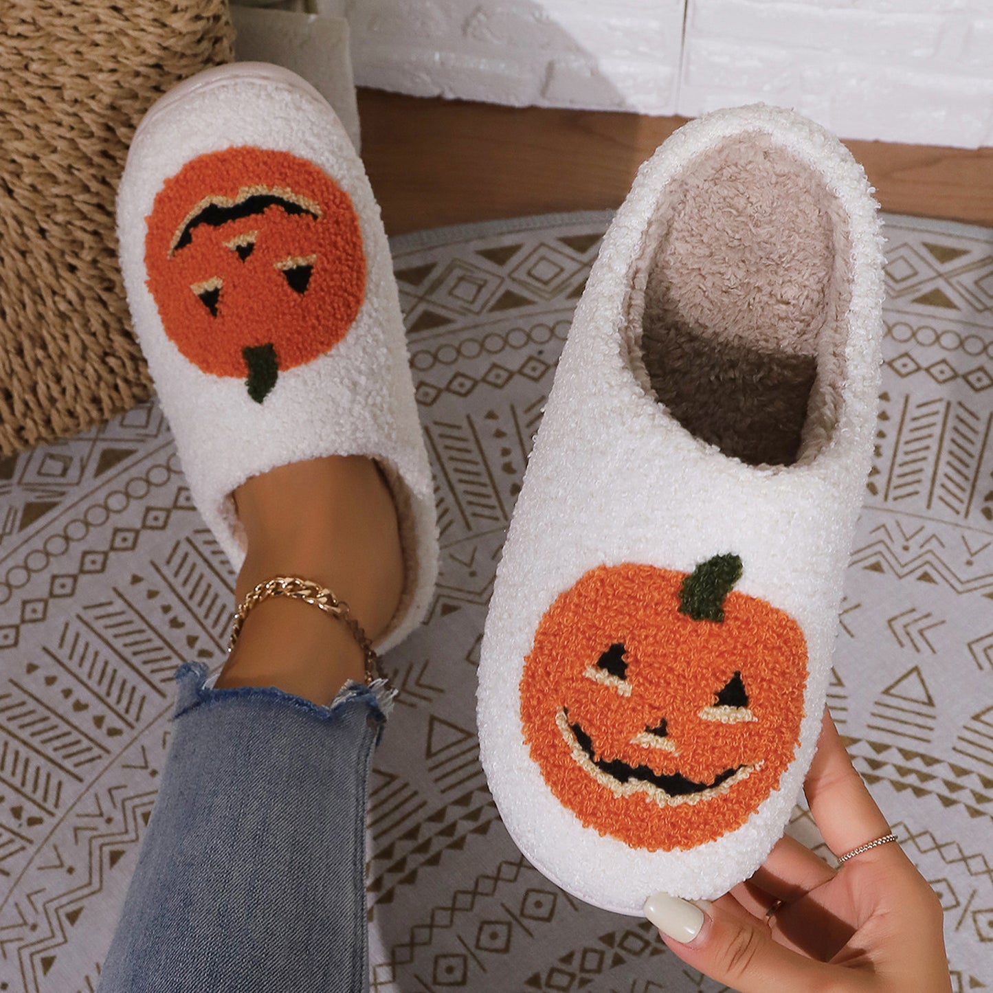 Cozy Furry Slippers for Women and Men,Bear Paw,Halloween,Christmas Design,Warm Indoor Non-Slip Winter Home Shoes