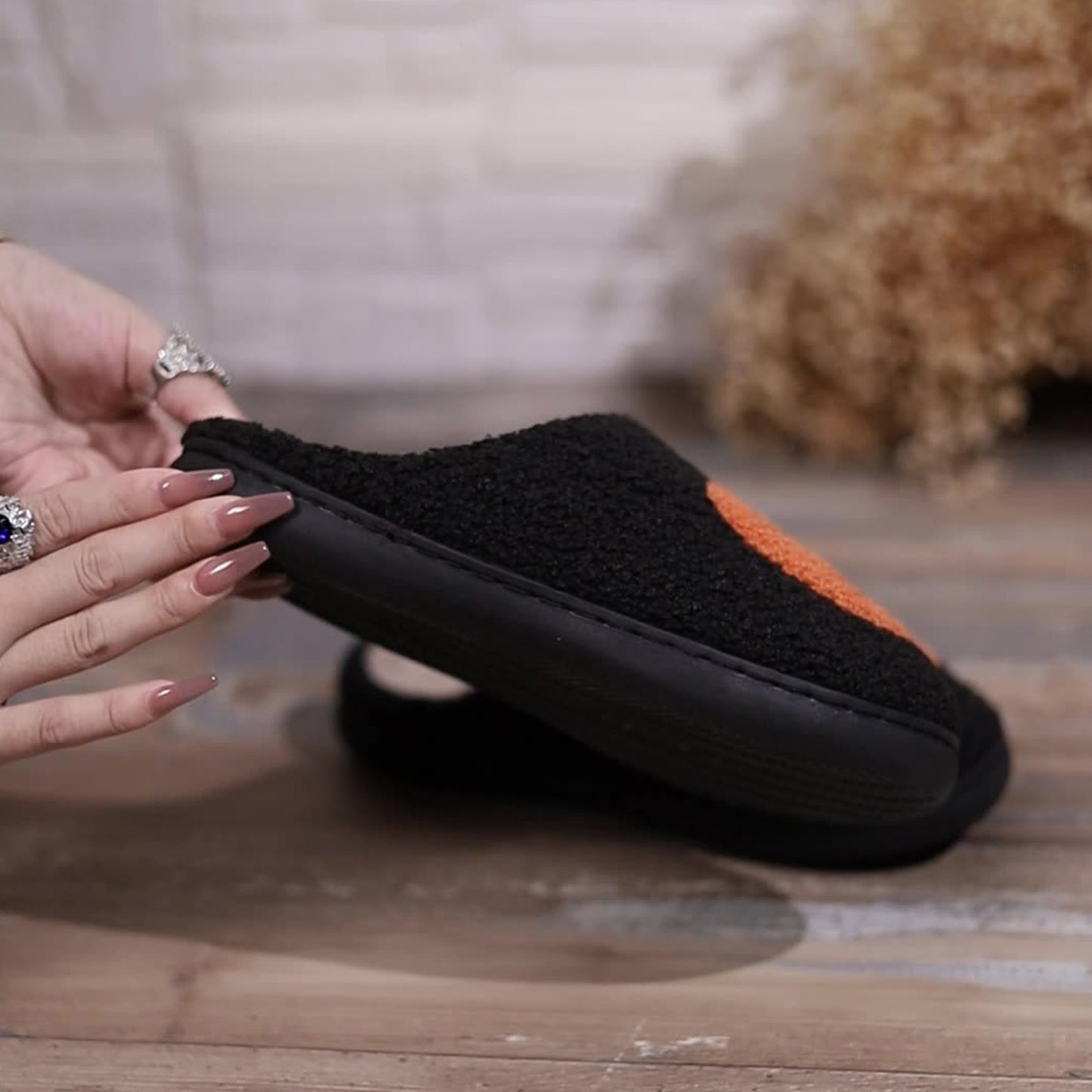 Cozy Furry Slippers for Women and Men,Bear Paw,Halloween,Christmas Design,Warm Indoor Non-Slip Winter Home Shoes