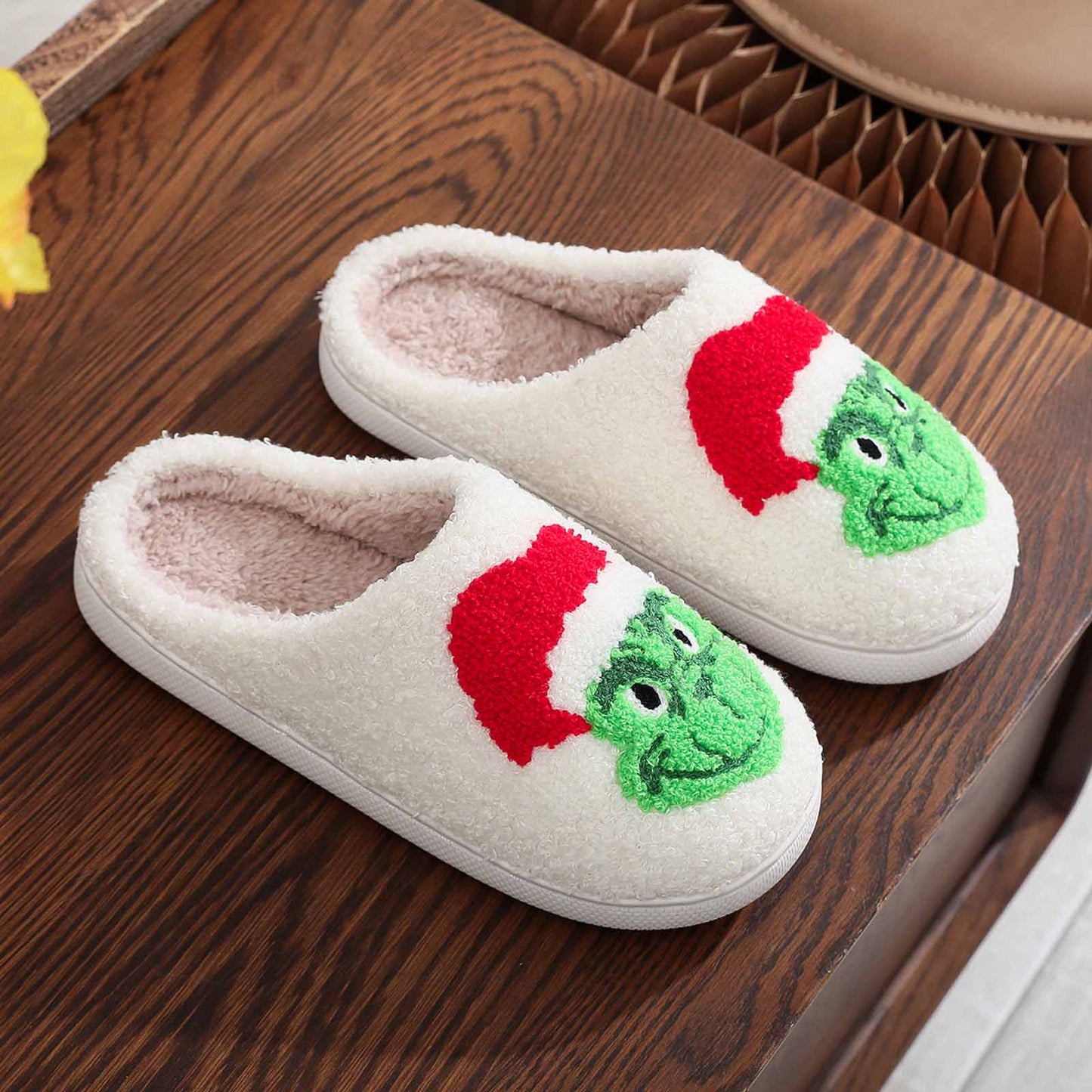Women Men Cute Cartoon Christmas Slippers Winter Plush Funny Slippers Cozy Warm Fluffy House Shoes