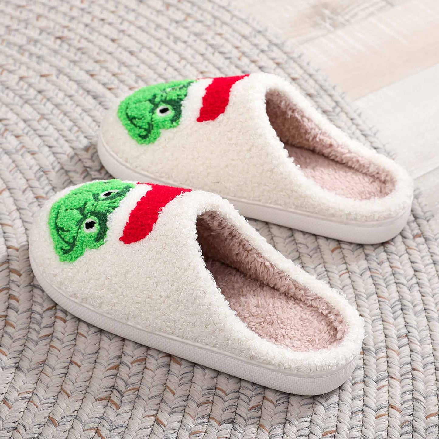 Women Men Cute Cartoon Christmas Slippers Winter Plush Funny Slippers Cozy Warm Fluffy House Shoes