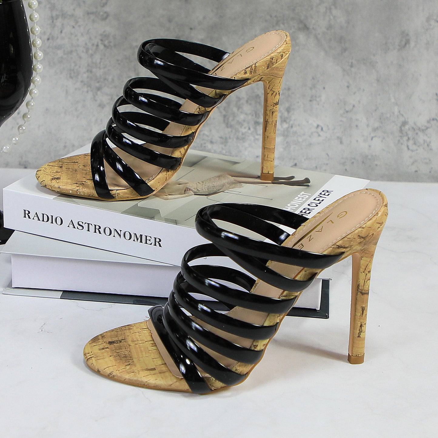 Women's High Heeled Slip Sandals Fine Heeled Premium Sexy Mule Shoes