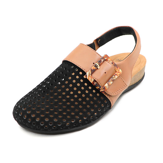 Women's Leather Sandals Arch Support Cork Shoe Bed Sandals Perforated Clogs Slip On Shoes Open Heel Outdoor Beach Slippers Design