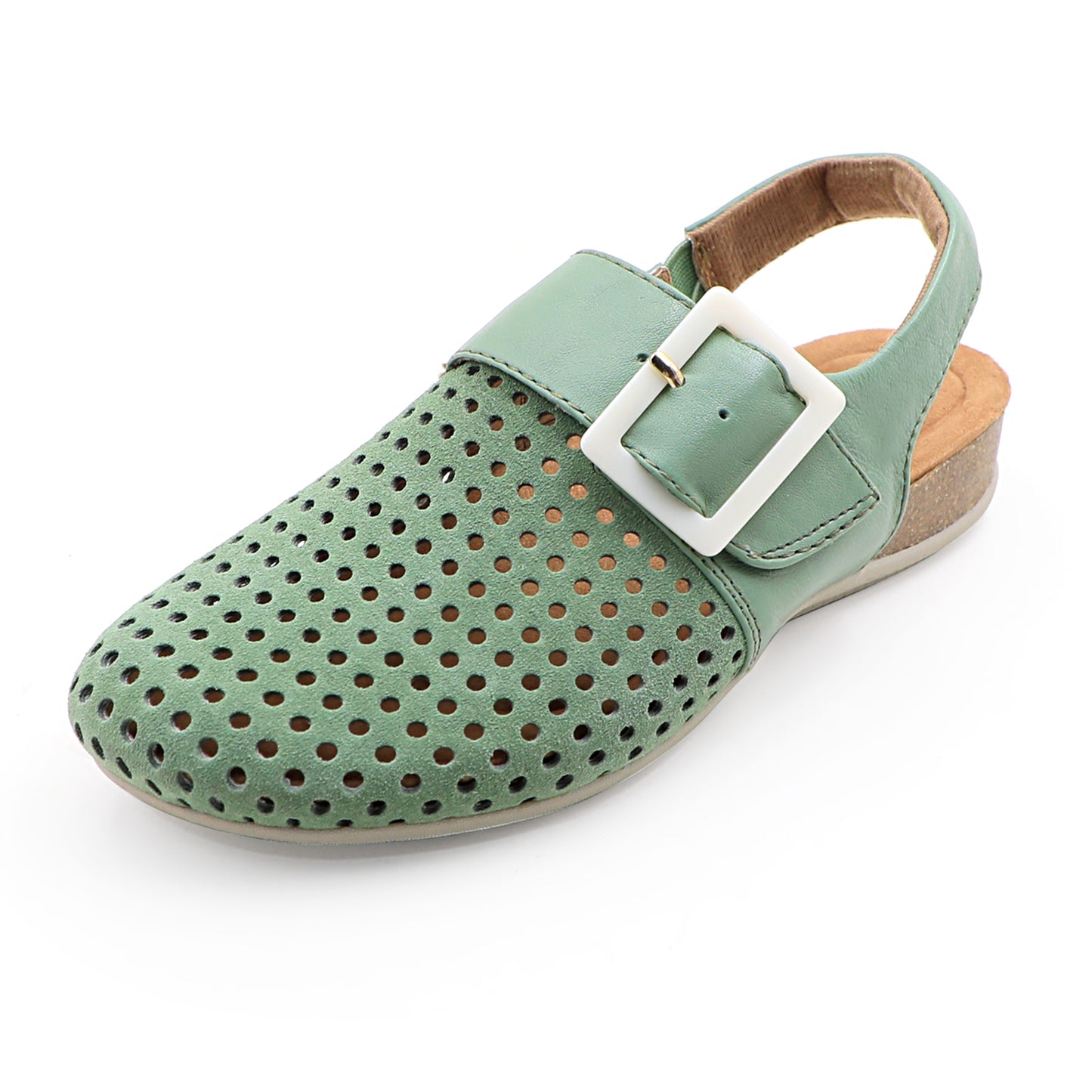 Women's Leather Sandals Arch Support Cork Shoe Bed Sandals Perforated Clogs Slip On Shoes Open Heel Outdoor Beach Slippers Design