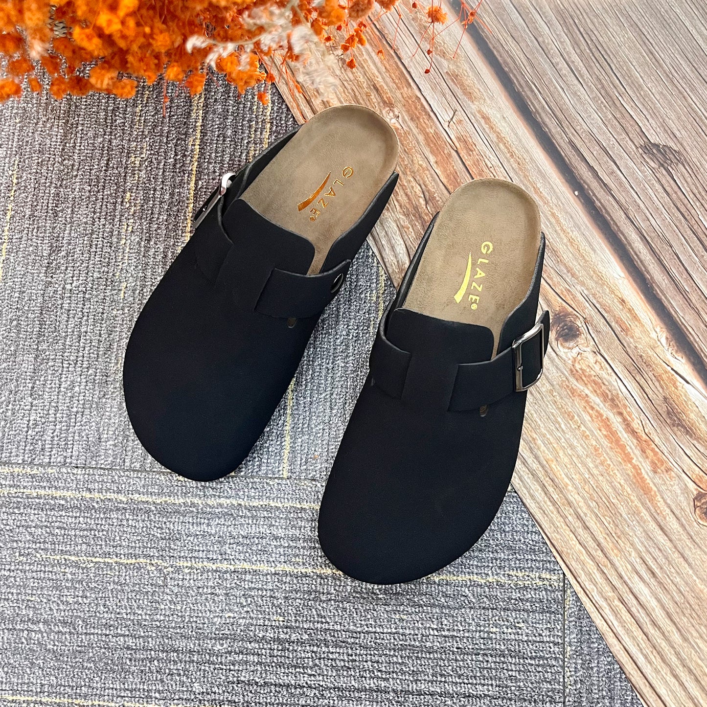 GJPBGK Suede Clogs Leather Mule Shoes Arch Support Potato with Comfortable Cork Shoe Bed