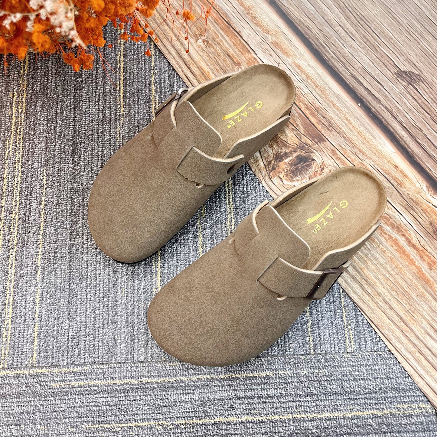 GJPBGK Suede Clogs Leather Mule Shoes Arch Support Potato with Comfortable Cork Shoe Bed
