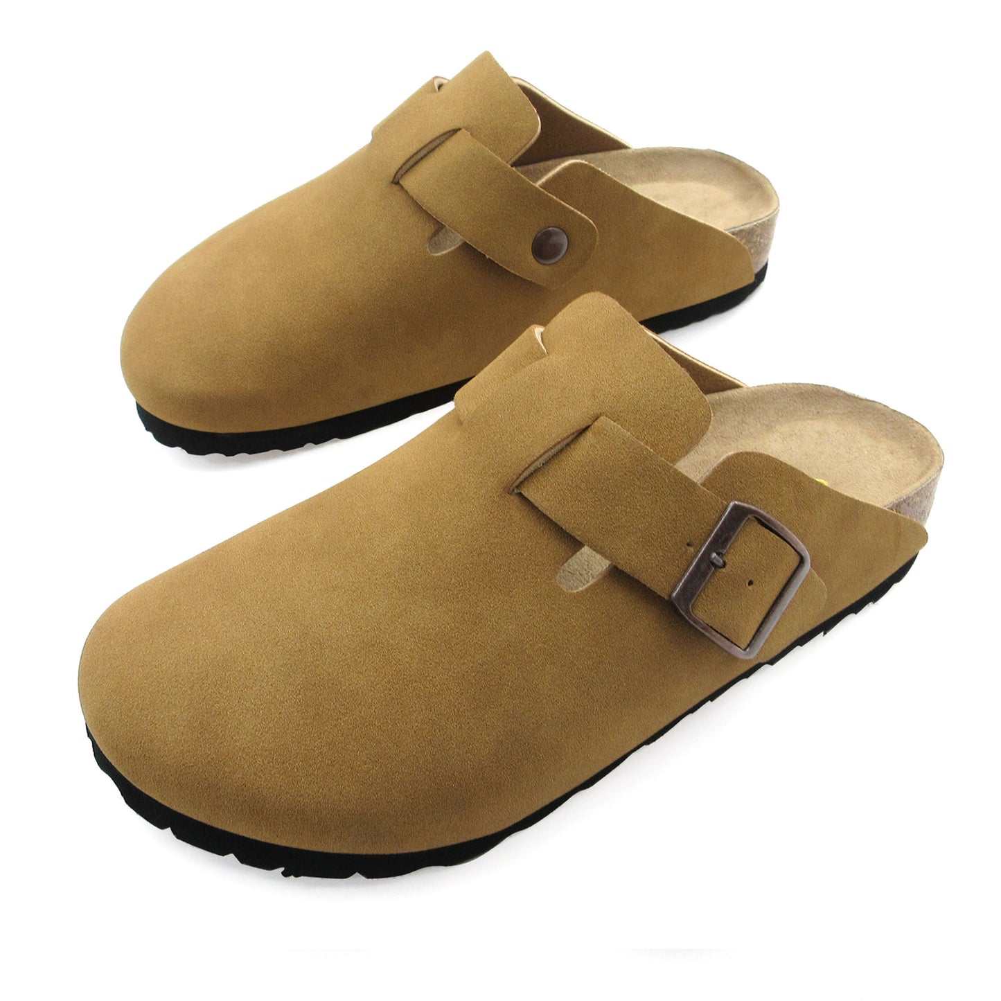 GJPBGK Suede Clogs Leather Mule Shoes Arch Support Potato with Comfortable Cork Shoe Bed