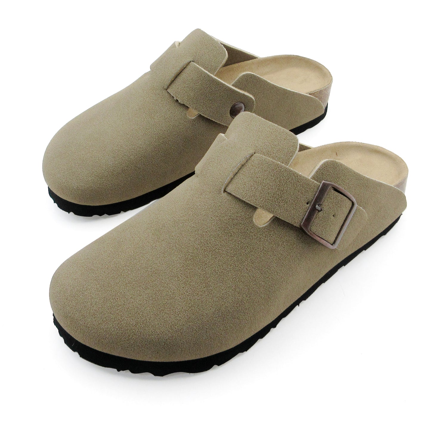 GJPBGK Suede Clogs Leather Mule Shoes Arch Support Potato with Comfortable Cork Shoe Bed