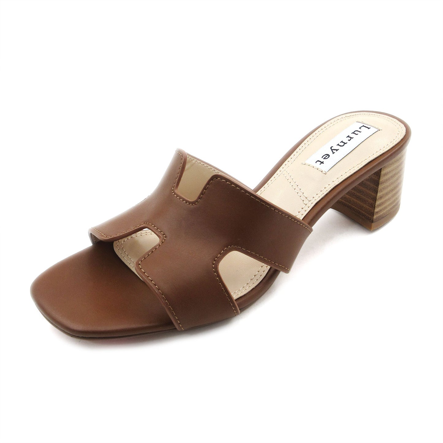 Women's comfort cushion slip on leather upper casual sandal with leather block heel: Stylish Design, Non-Slip Rubber Sole, Latex Insole for Comfort, Perfect for Shopping, Parties, and Casual Outings