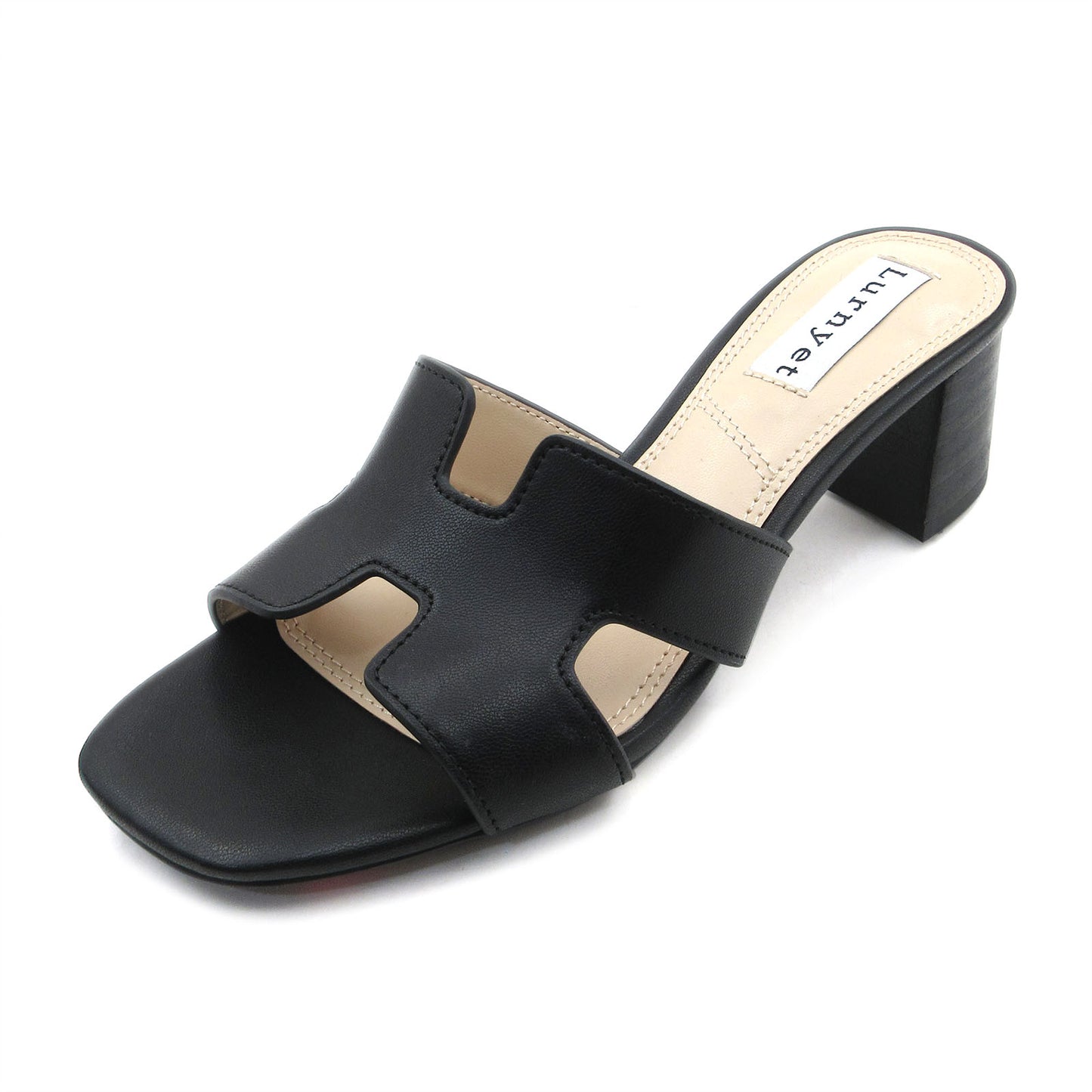Women's comfort cushion slip on leather upper casual sandal with leather block heel: Stylish Design, Non-Slip Rubber Sole, Latex Insole for Comfort, Perfect for Shopping, Parties, and Casual Outings