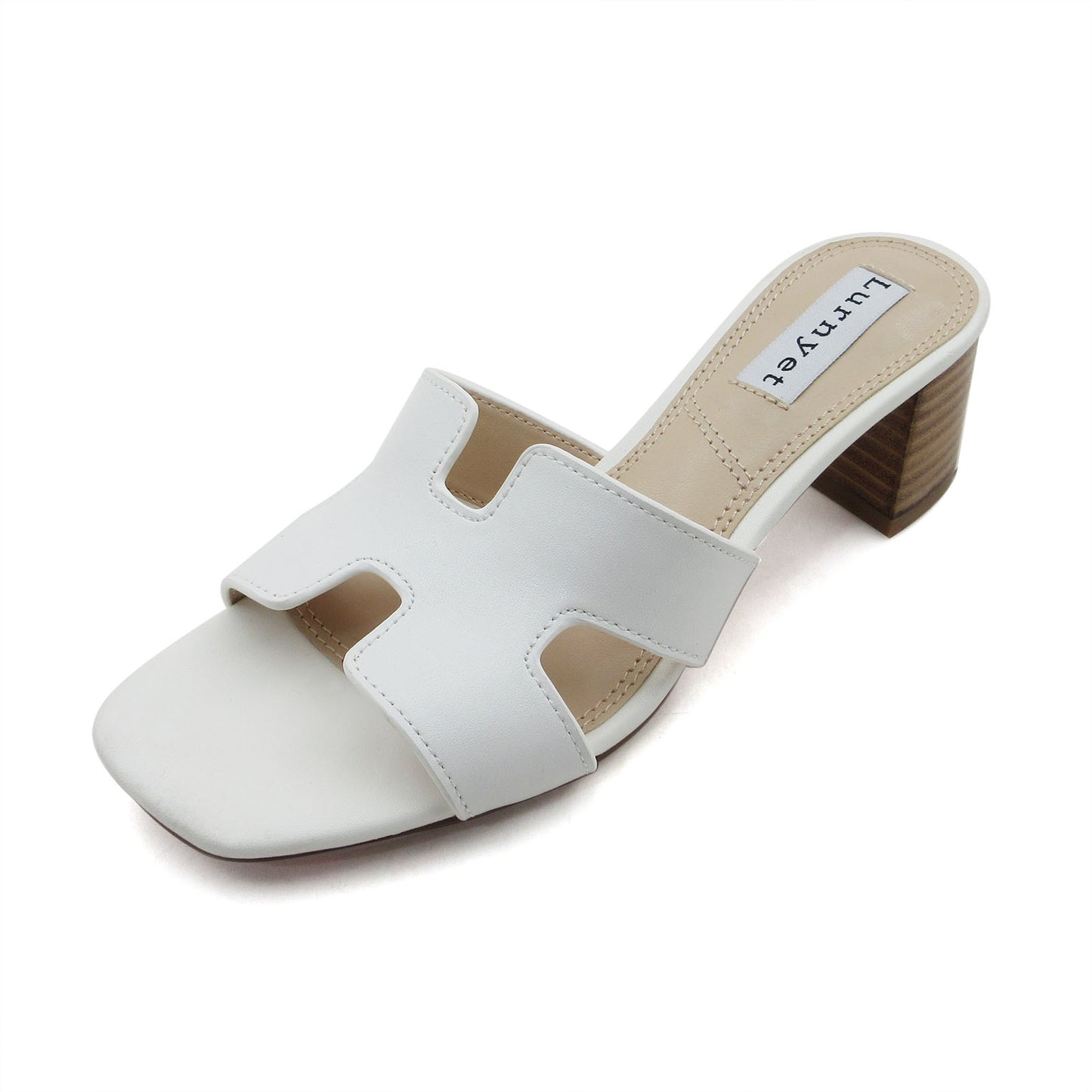 Women's comfort cushion slip on leather upper casual sandal with leather block heel: Stylish Design, Non-Slip Rubber Sole, Latex Insole for Comfort, Perfect for Shopping, Parties, and Casual Outings