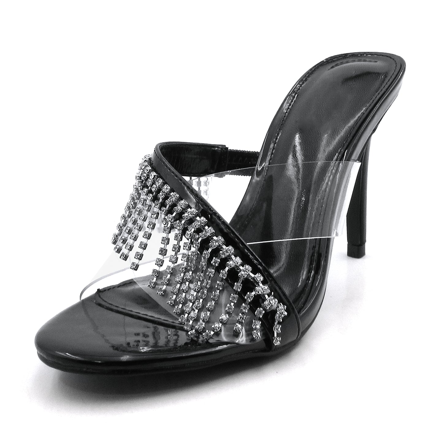 Women's Rhinestone Tassel Fine High Heel Sandals Open Toe Ankle Lace Tassel Open Heel Wedding Sandals