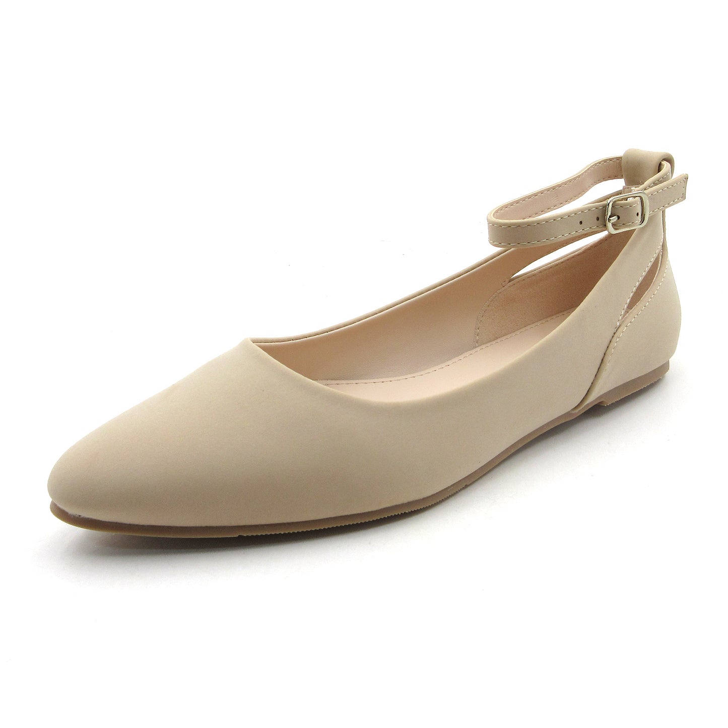Womens Low Kitten Heel Pumps with Ankle Strap Pointed Toe Dress Shoes