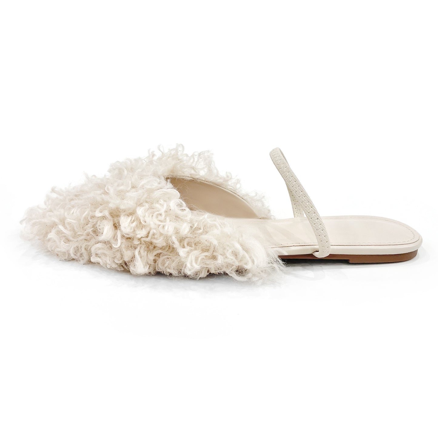 Women's Fluffy Flat Slippers for All Seasons – Stylish Pointed Toe Design, Soft Latex Insole, Non-Slip Rubber Sole for Comfort and Durability, Perfect for Everyday Elegance