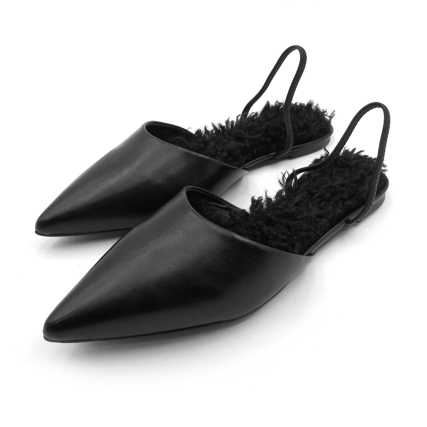 Sleek Faux Leather Pointed Flats for Women: Plush Cushioning, Non-Slip Grip, Versatile Style for All Seasons