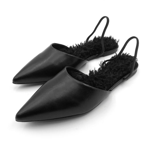 Sleek Faux Leather Pointed Flats for Women: Plush Cushioning, Non-Slip Grip, Versatile Style for All Seasons