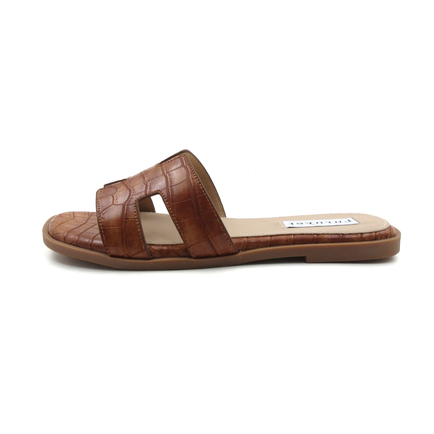 GJPBGK Women's Comfort Cushion Summer Flat Sandal with Crocodile Pattern: Stylish Design Slide, Non-Slip Rubber Sole, Latex Insole for Comfort, Perfect for Parties, Gatherings, Casual Wear, Vacations, and Beach Days