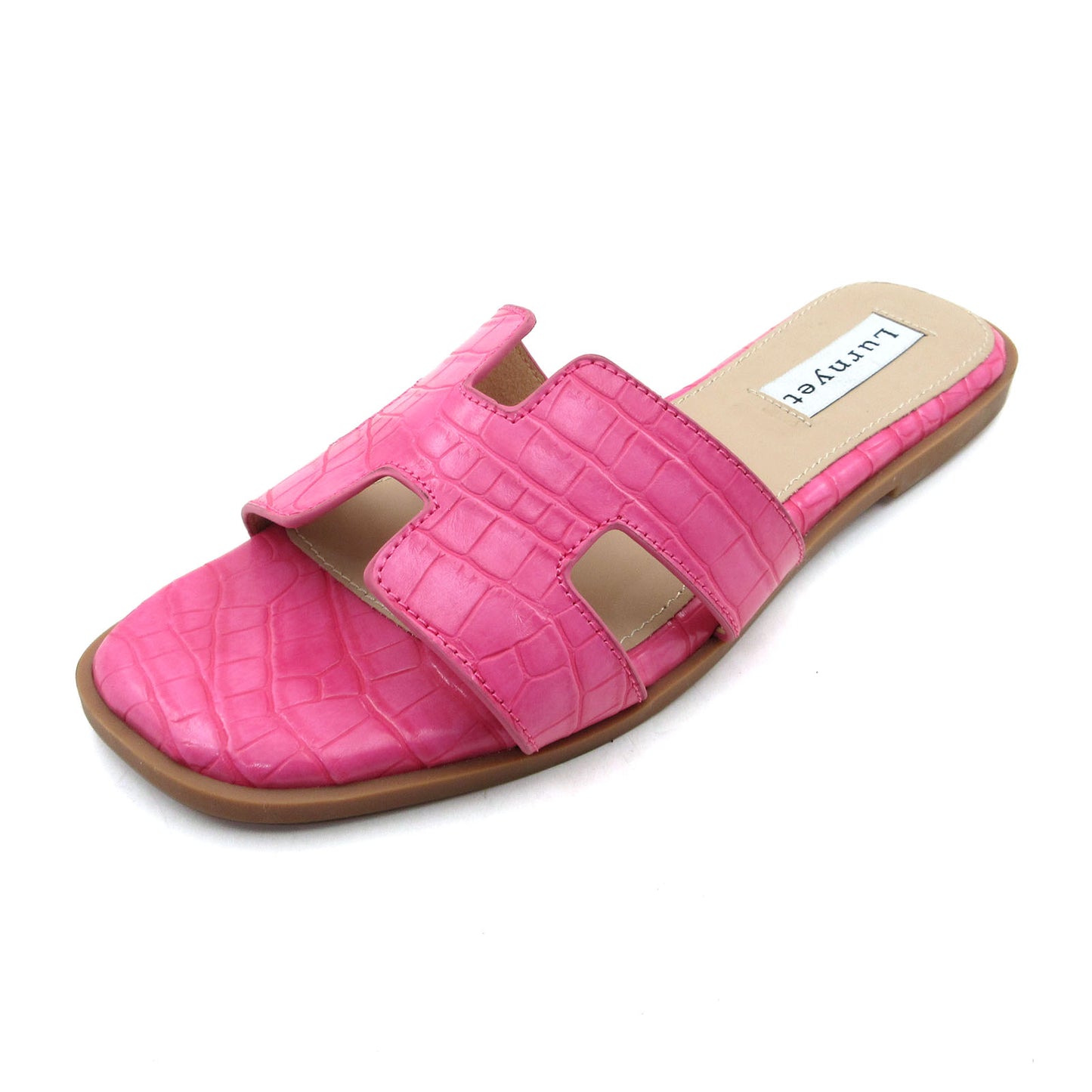 GJPBGK Women's Comfort Cushion Summer Flat Sandal with Crocodile Pattern: Stylish Design Slide, Non-Slip Rubber Sole, Latex Insole for Comfort, Perfect for Parties, Gatherings, Casual Wear, Vacations, and Beach Days
