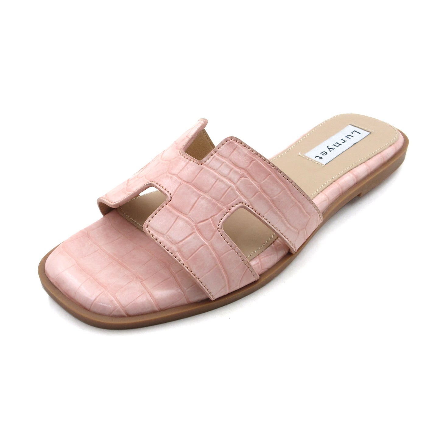 GJPBGK Women's Comfort Cushion Summer Flat Sandal with Crocodile Pattern: Stylish Design Slide, Non-Slip Rubber Sole, Latex Insole for Comfort, Perfect for Parties, Gatherings, Casual Wear, Vacations, and Beach Days