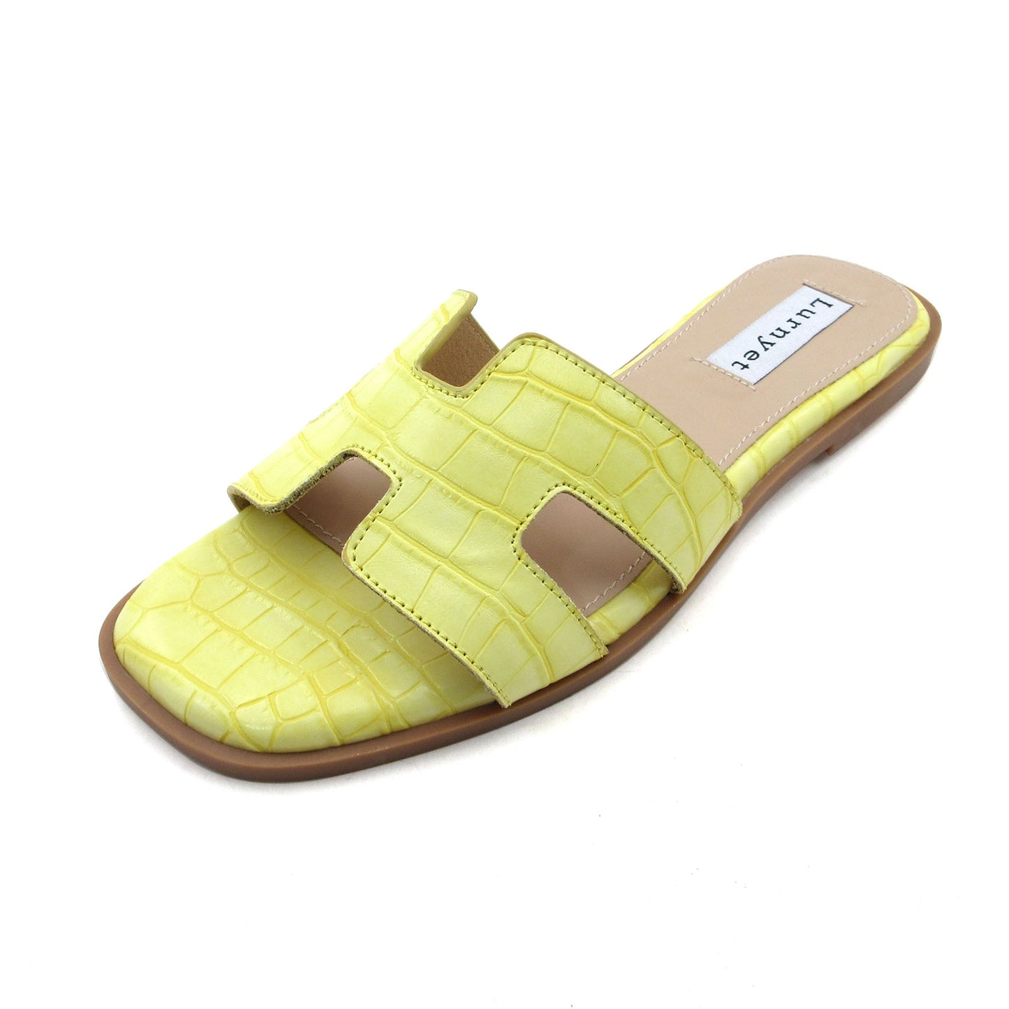 GJPBGK Women's Comfort Cushion Summer Flat Sandal with Crocodile Pattern: Stylish Design Slide, Non-Slip Rubber Sole, Latex Insole for Comfort, Perfect for Parties, Gatherings, Casual Wear, Vacations, and Beach Days