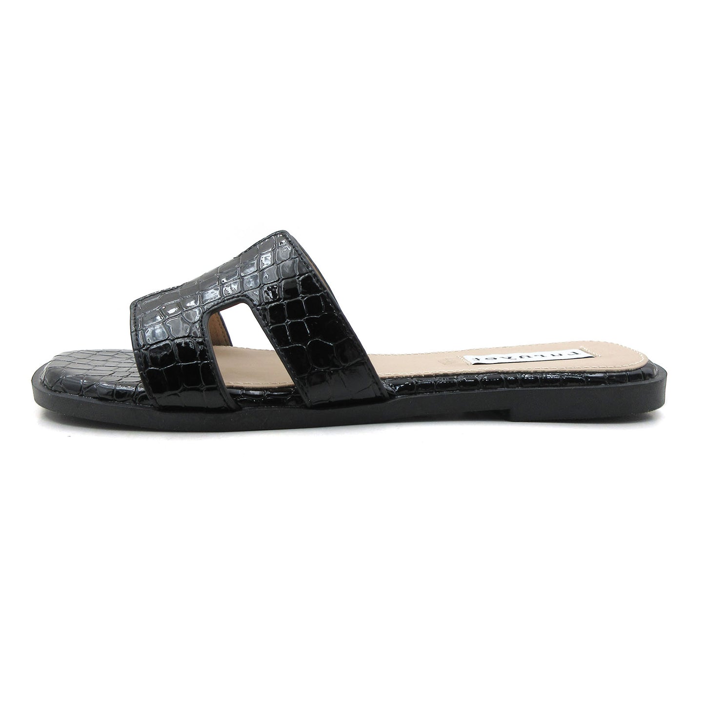Women's Comfort Cushion Flat Sandal with Crocodile Pattern: Stylish Design Slide, Non-Slip Rubber Sole, Latex Insole for Comfort, Perfect for Parties, Gatherings, Casual Wear, Vacations, and Beach Days
